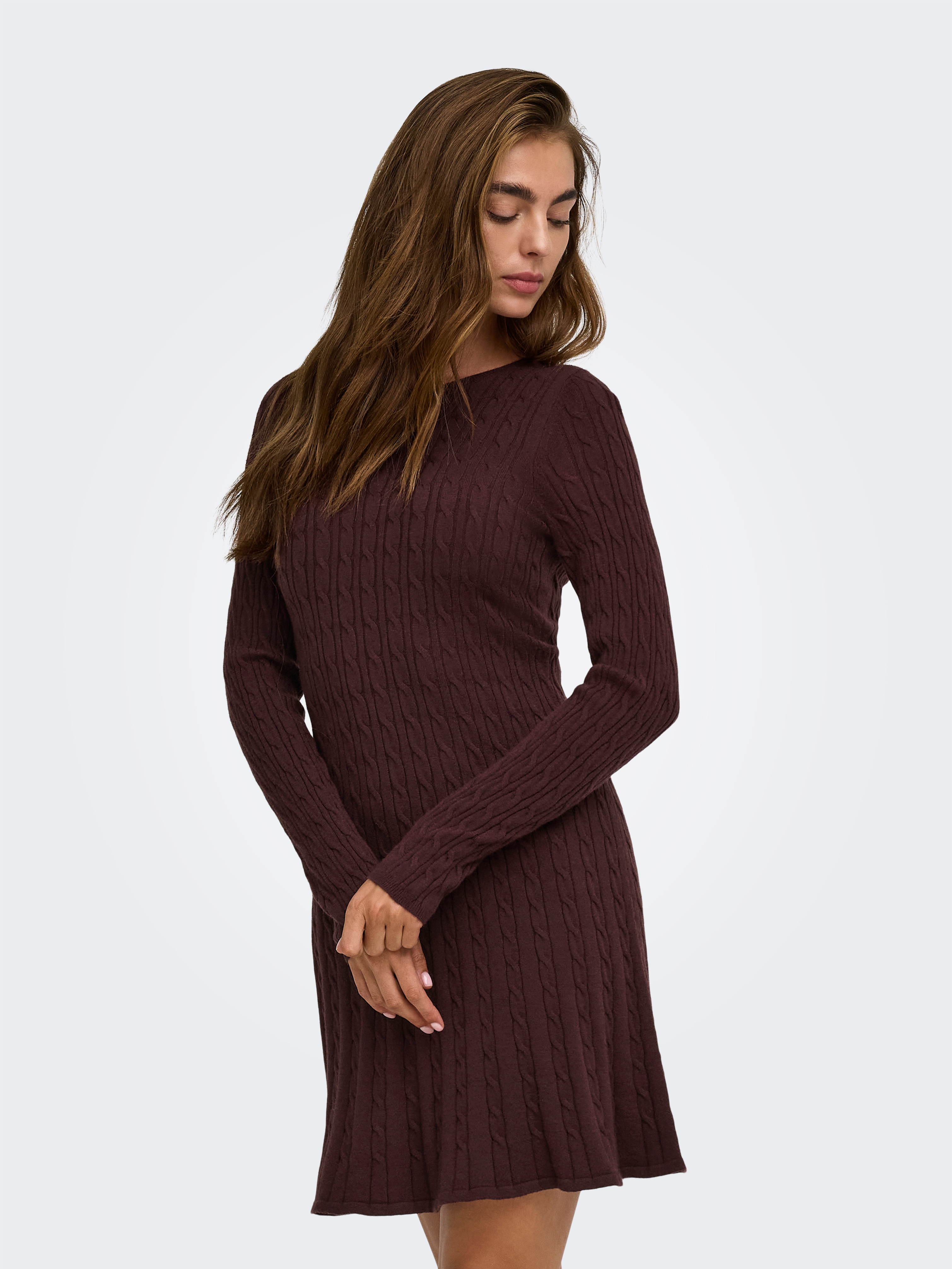 ONLY Strickkleid "ONLIBI LS O-NECK CABLE DRESS CC KNT" Viskosemischung, regular fit