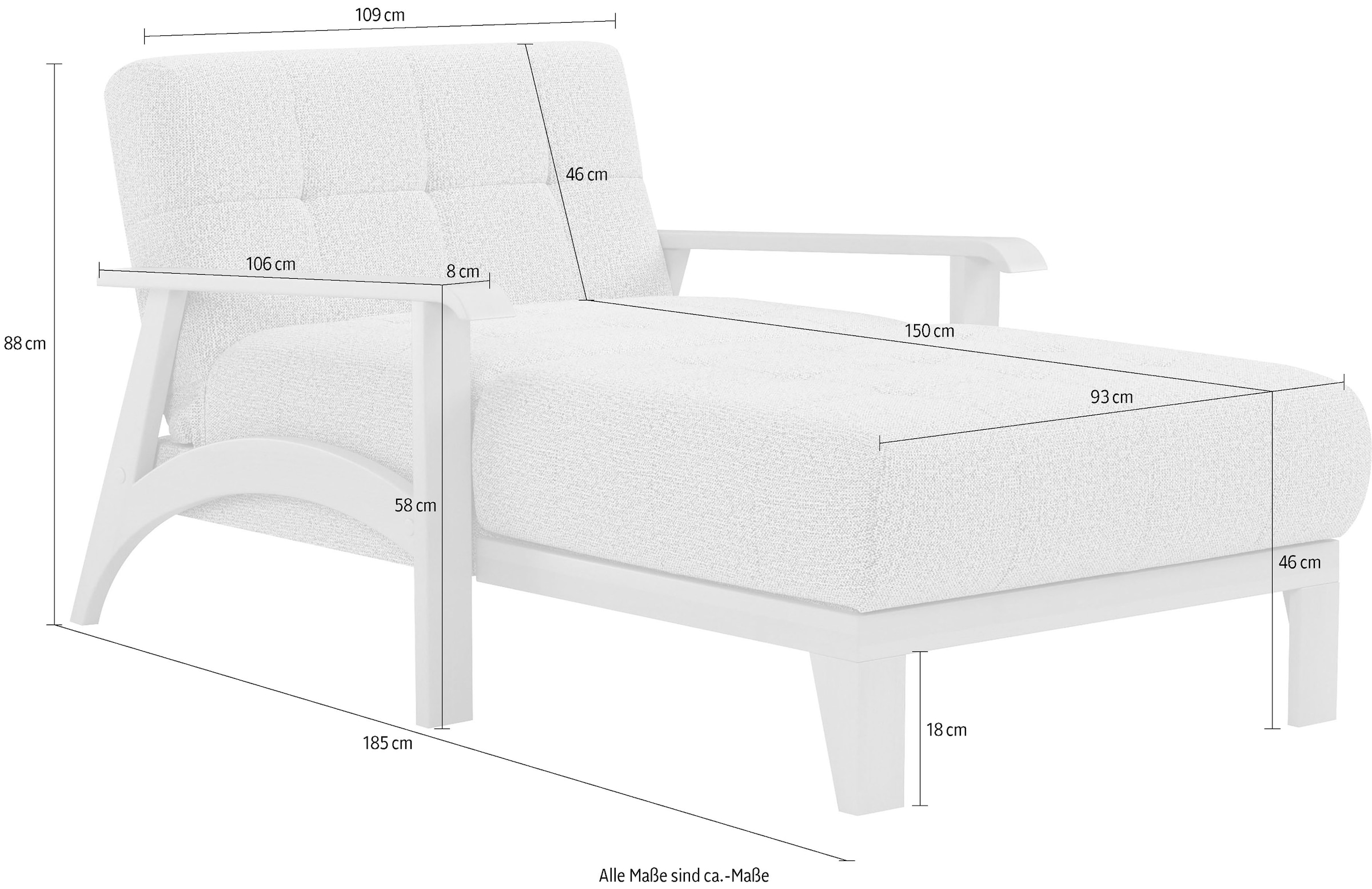 sit&more Recamiere »Billund«, Armlehnen aus Buchenholz in natur, verschiedene Bezüge und Farben