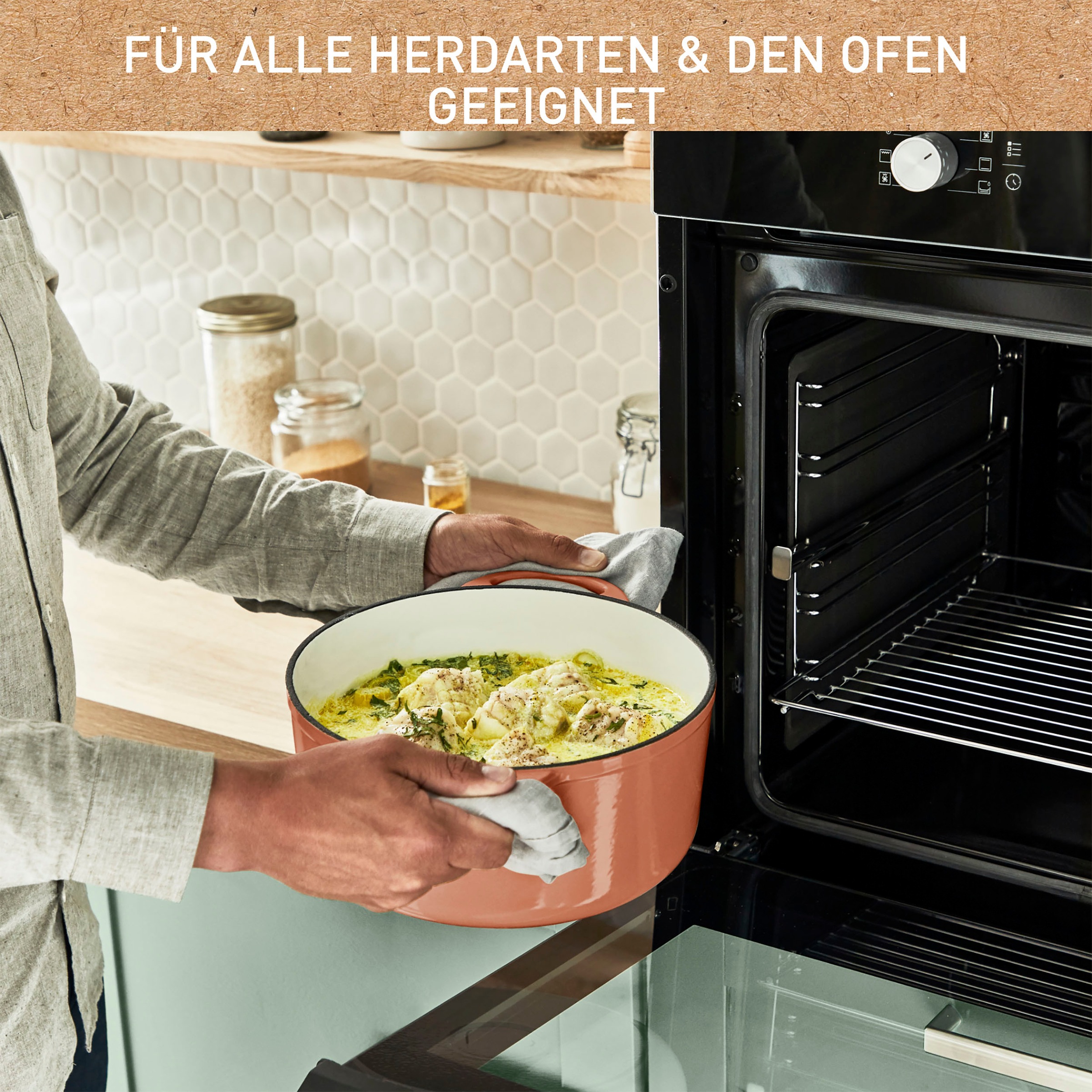 Tefal Kochtopf »LOV«, Gusseisen, (1 tlg.), umweltfreundlich, unbedenkliche Pigmente,Schongaren, Ø25 cm, Induktion