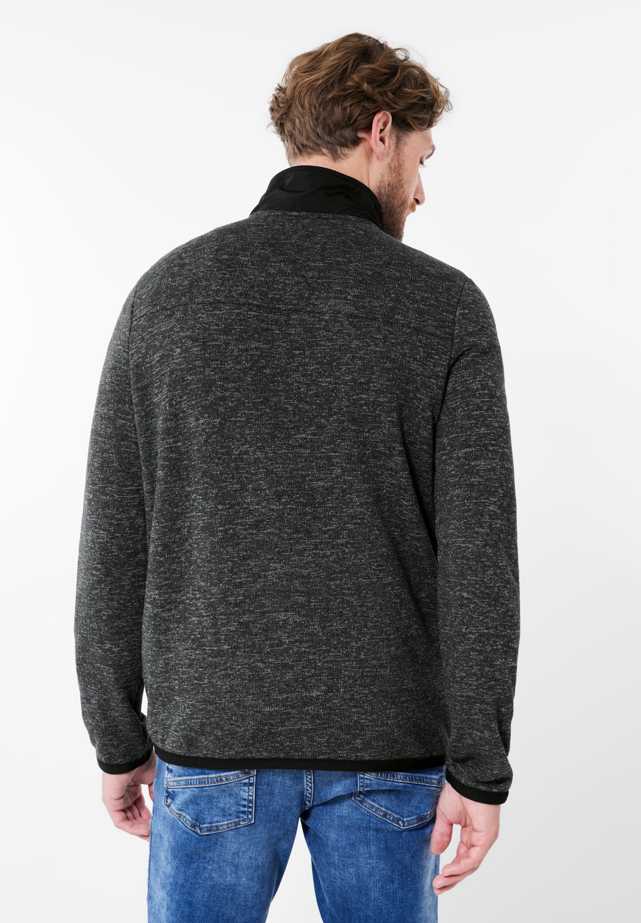 STREET ONE MEN Stehkragenpullover, mit Materialmix günstig online kaufen