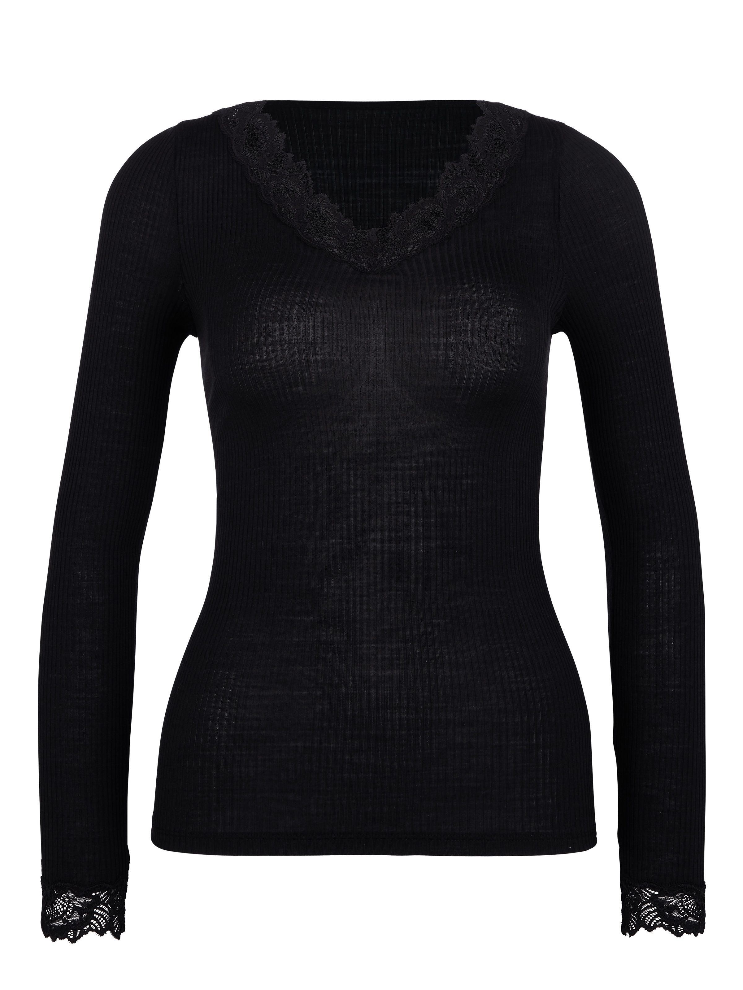 CALIDA Langarmshirt "Silky Wool Joy", Spitze, atmungsaktiv, V-Ausschnitt, M günstig online kaufen