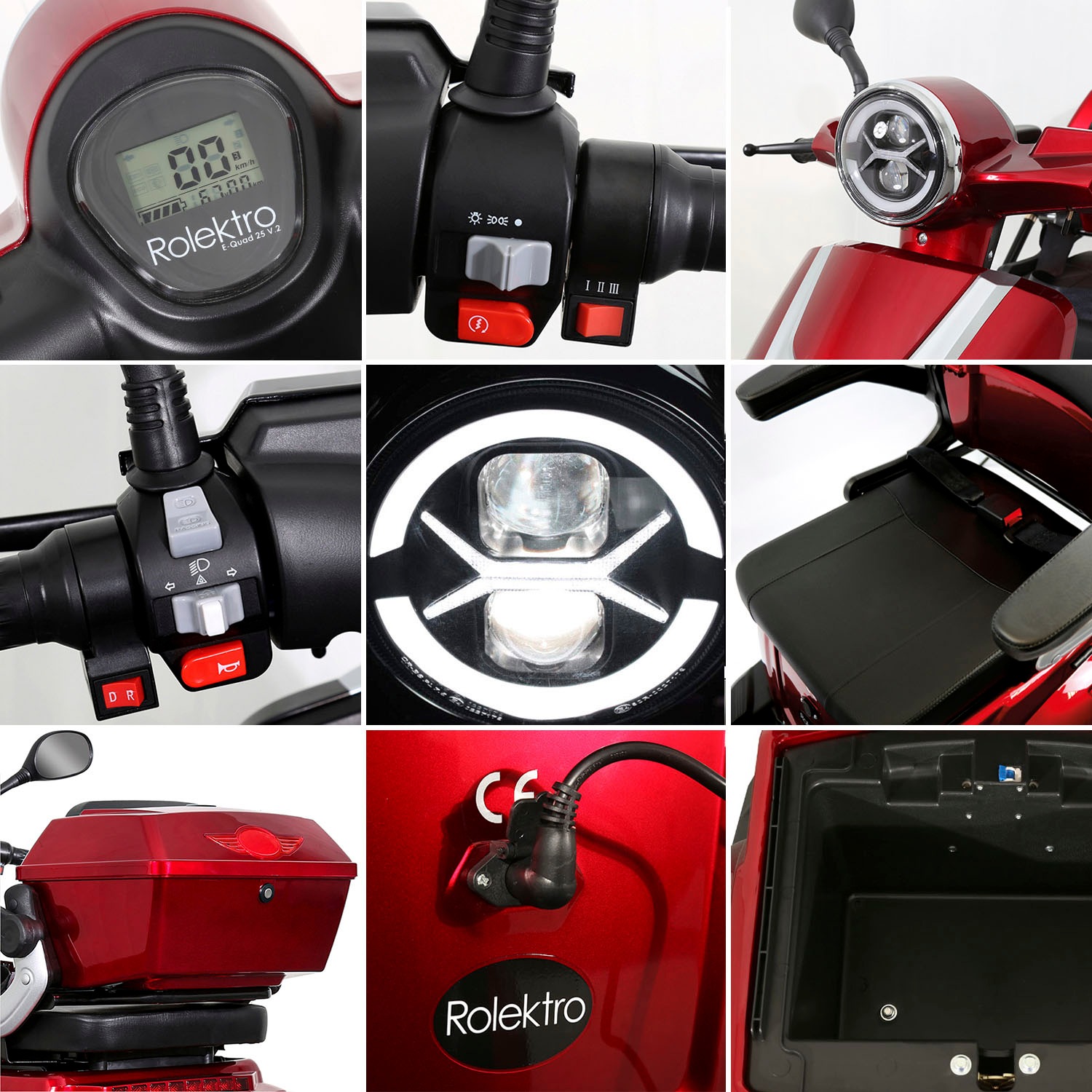 Rolektro Elektromobil »Rolektro E-Quad 25 V.2, Blei-Gel-Akku«, 1000 W, 25 km/h, (mit Topcase)