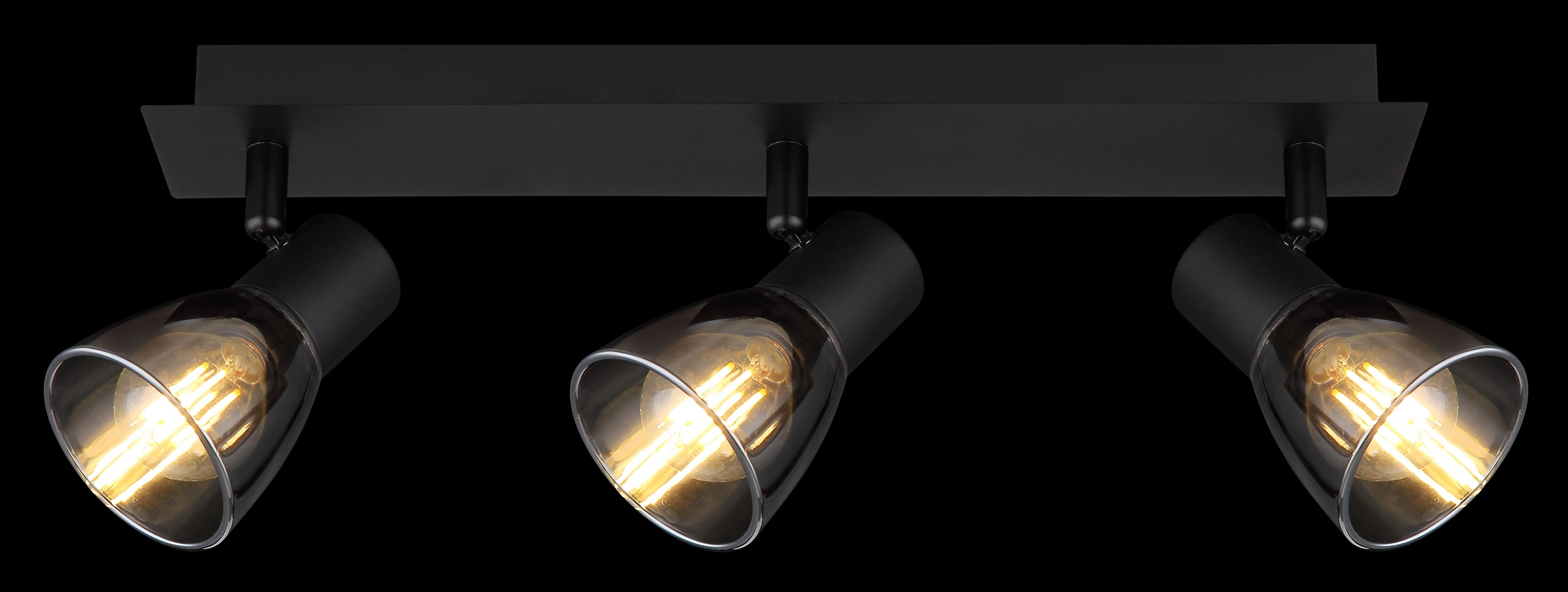 GLOBO LIGHTING Deckenstrahler »CLAUDE«, Leuchtmittel E14 | ohne Leuchtmittel, Deckenspot/schwarz/Glas rauchfarben/LxBxH: 400x70x155mm