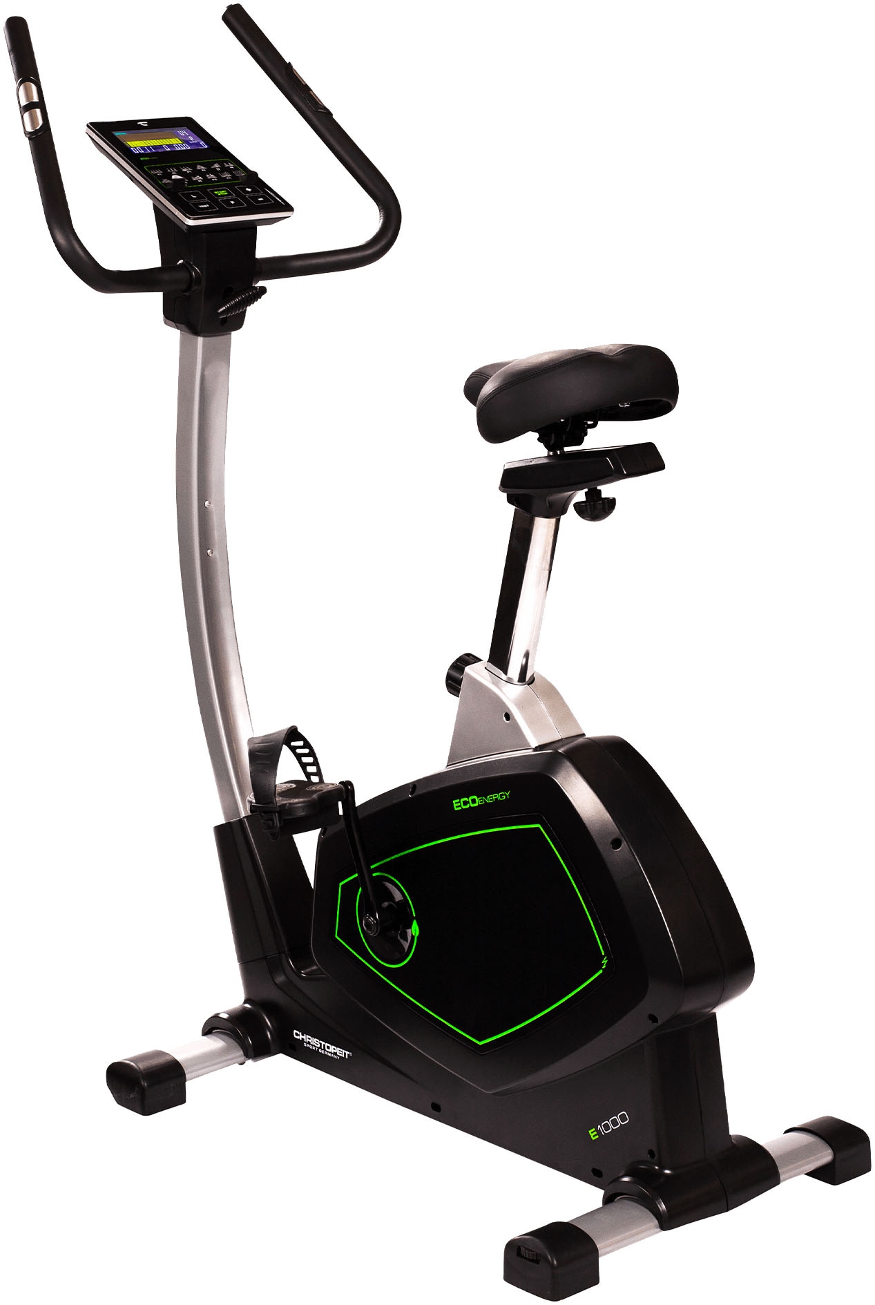Ergometer "Eco 1000", B:55cm H:140cm L:105cm, silber, CHRISTOPEIT SPORT, Heimtrainer, 150 kg max. Benutzergewicht, Fahrrad, 24 Widerstandsstufen