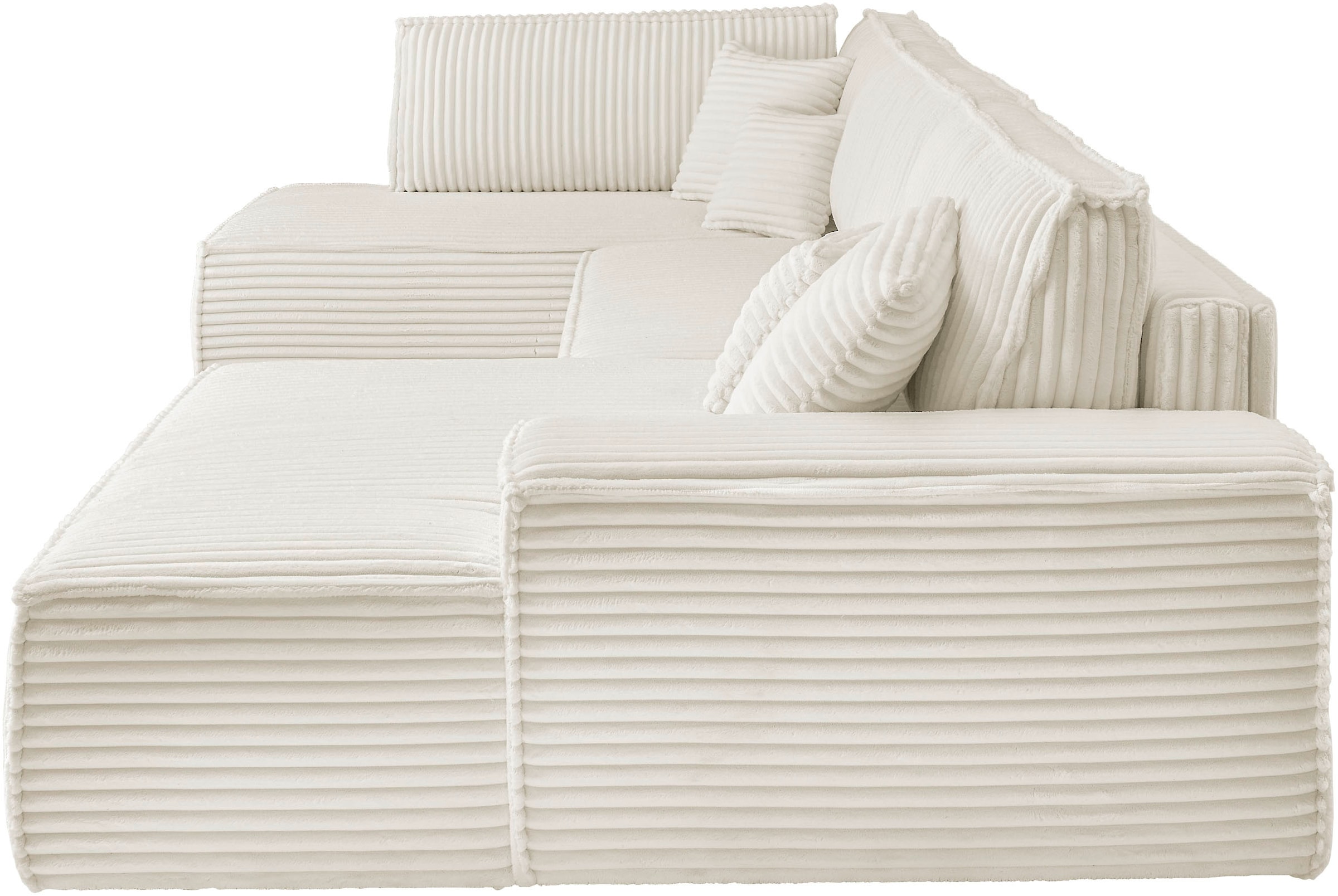 andas Wohnlandschaft »FINNLEY U-Form XXL 329 cm, Schlafsofa, Schlaffunktion m. Bettkasten«, (194/139 cm), Bouclé, Struktur und Cord