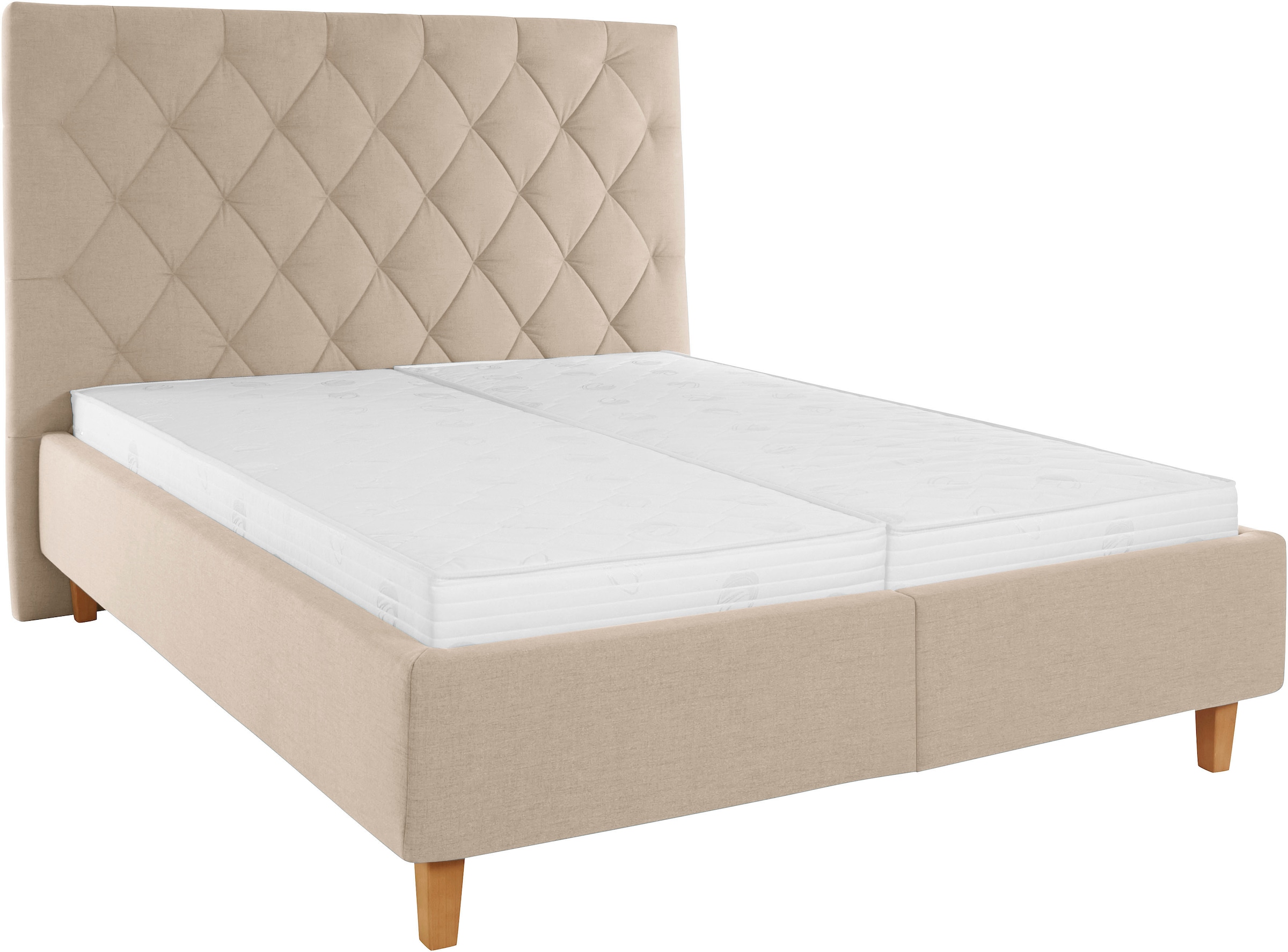 Home affaire Polsterbett »Sunley 140«, Kreuzsteppung, Kopfteilhöhe 142 cm, ohne oder mit Matratze/Lattenrost