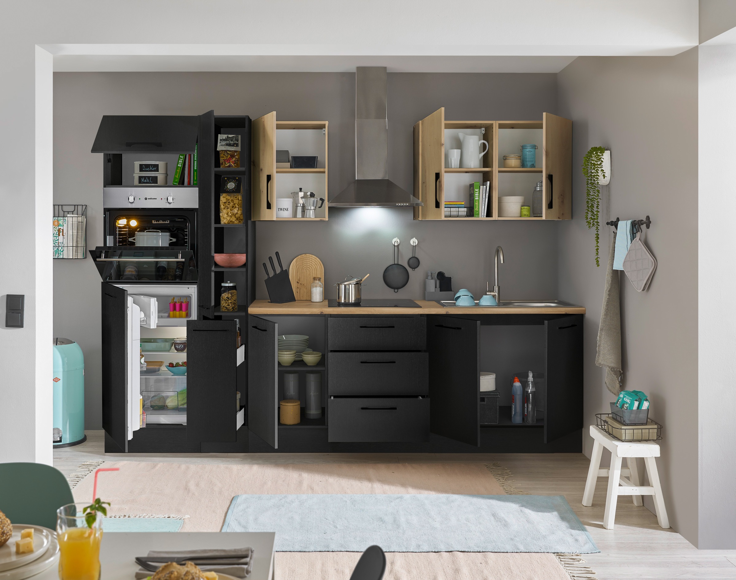 BASIC by Balculina Küchenzeile »Turin«, Breite 300 cm, wahlweise mit E-Geräten