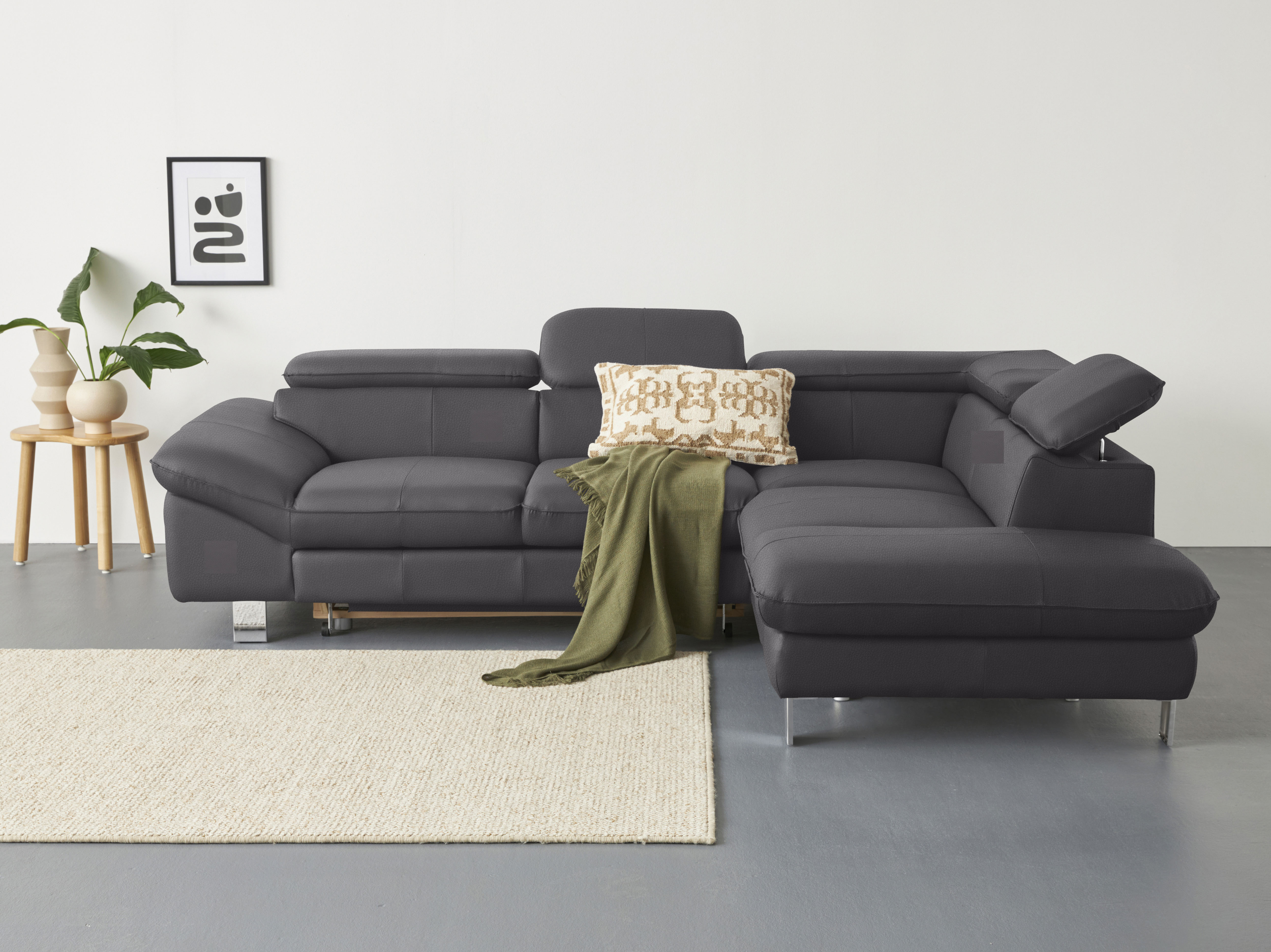 COTTA Ecksofa "Driver L-Form, B: 265cm, moderne Couch, Wellenunterfederung, inkl. 3 x" Kopfteilverstellung, optional Schlaffunktion & Bettkasten