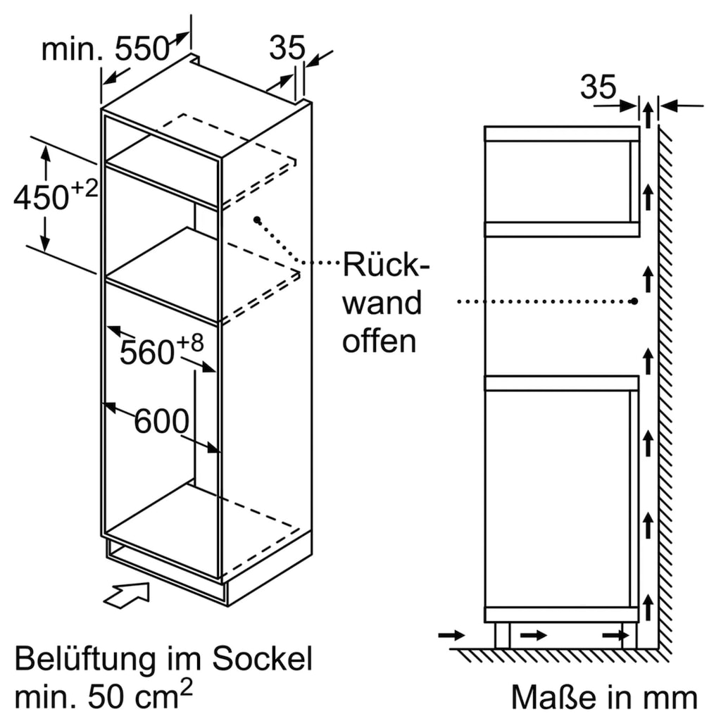 Constructa Einbau-Mikrowelle »CC4W91962«, Großflächengrill-Heißluft-Mikrowelle-Umluftgrillen, 900 W