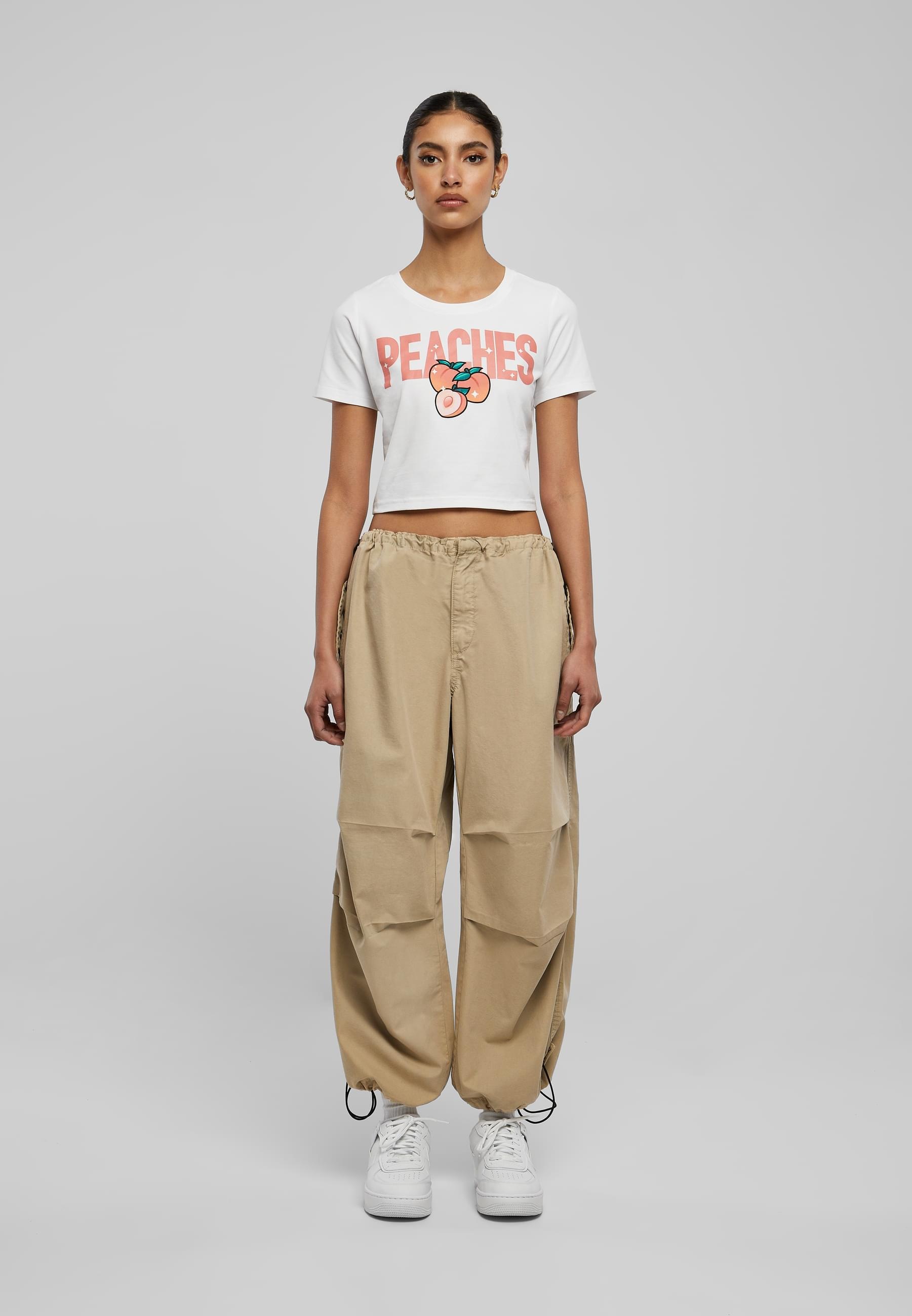 Miss Tee Kurzarmshirt »Miss Tee Damen Peaches Cropped Tee«, (1 tlg.)