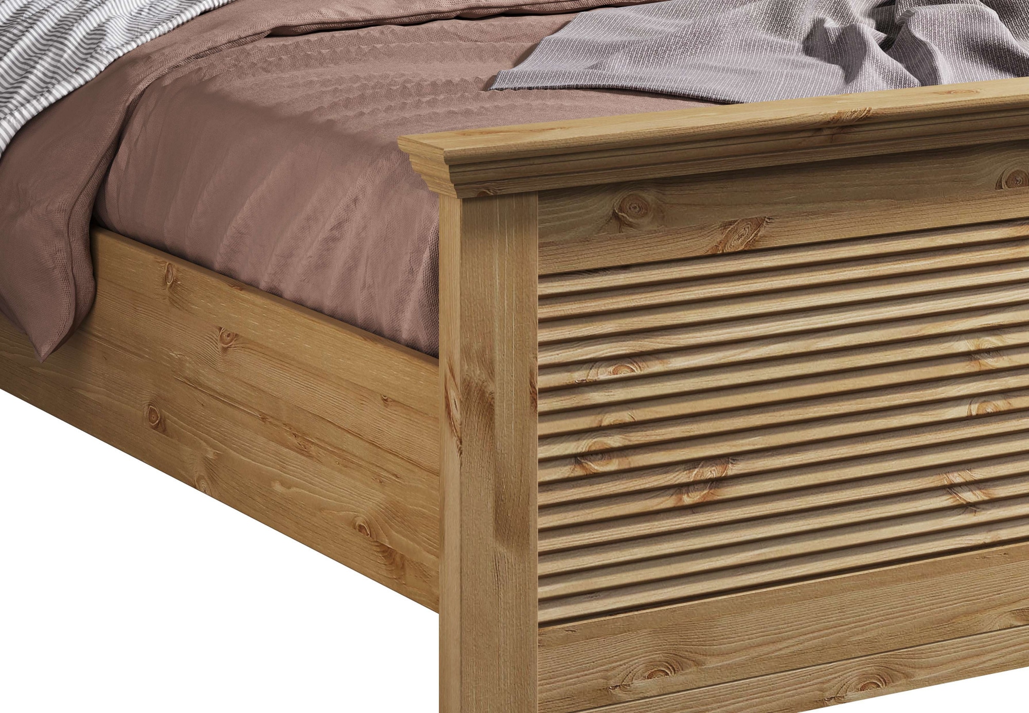 Home affaire Bett »Rauna, Landhausstil, edles Design mit Lamellen und Kassetten, 2 Farben«, (Breite/Belastbarkeit 180cm=220 KG, 90cm=120KG), FSC® zertifiziertes Kieferholz, massive Qualität mit Lattenrost