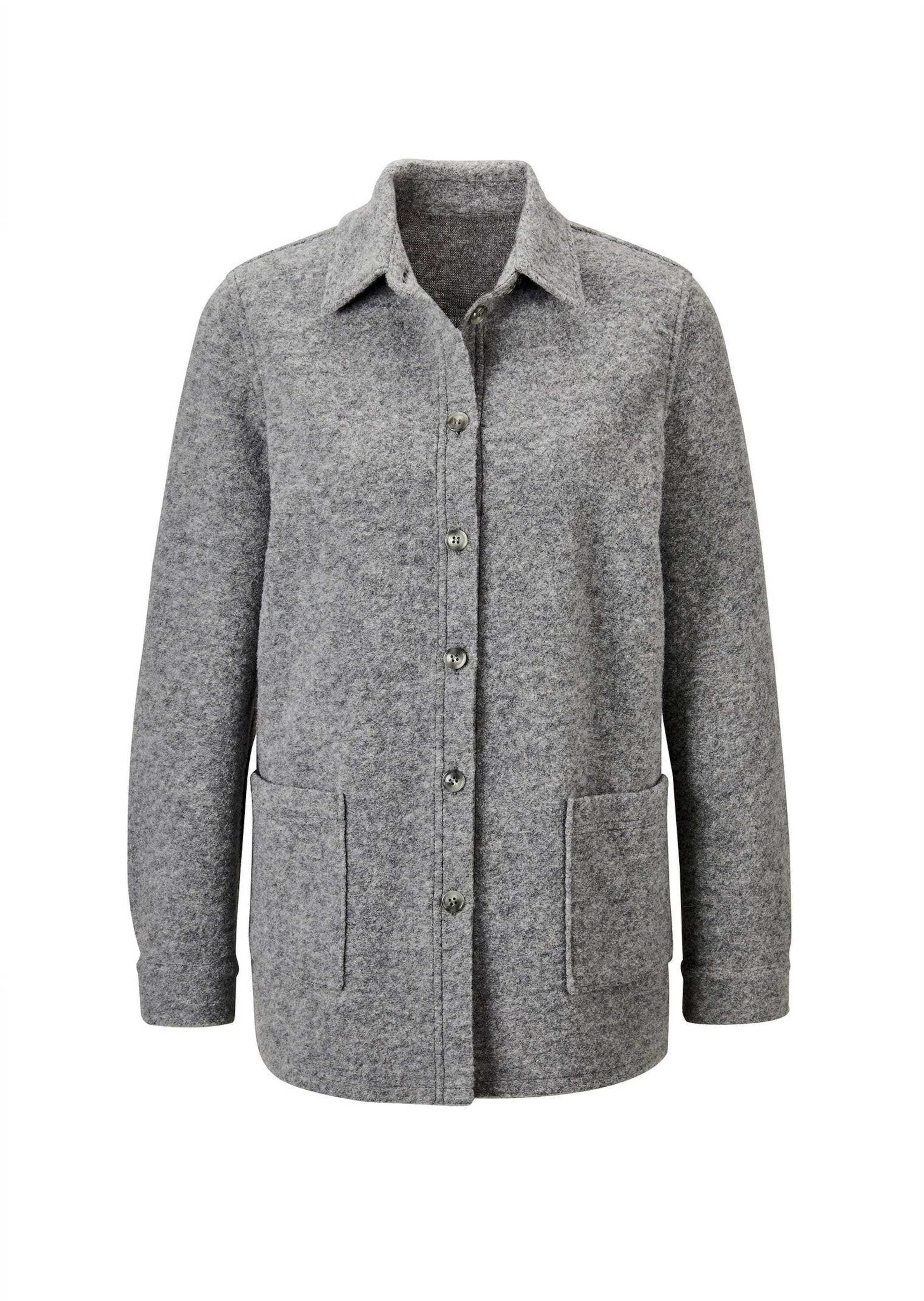 GOLDNER "Kurzgröße Lässige Wolljacke mit Hemdkragen" Knöpfe