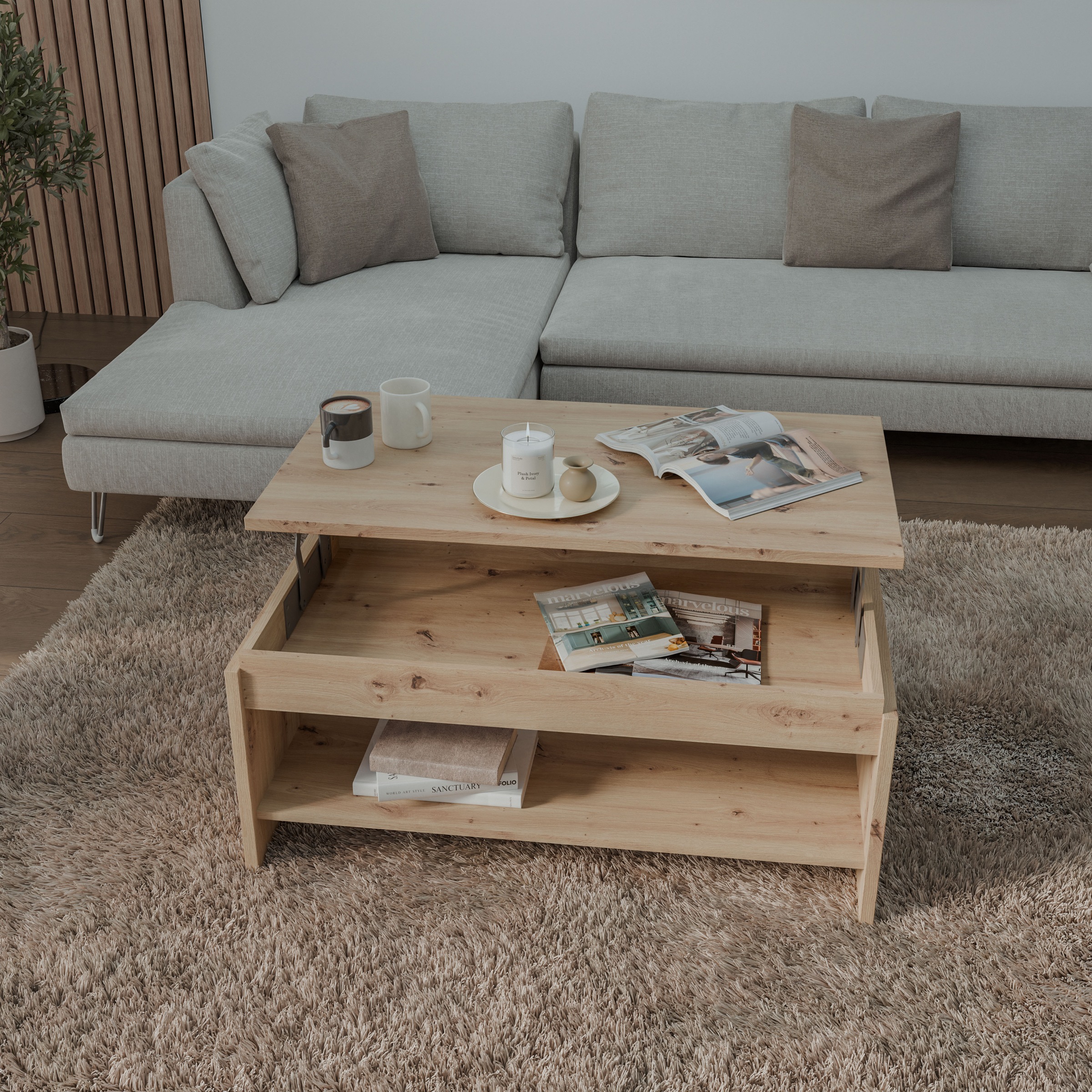 FORTE Couchtisch höhenverstellbar, B/H/T 100/45,7/56 cm