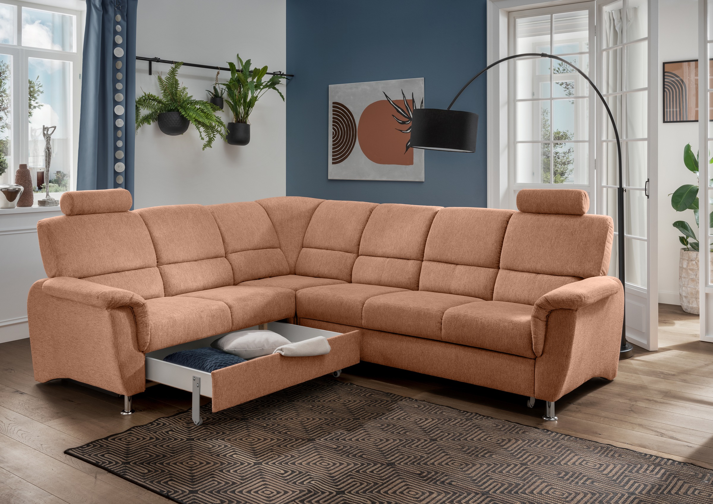 Home affaire Ecksofa "Pisa L-Form, mit Schlaffunktion, Stauraum, 2x höhenve günstig online kaufen