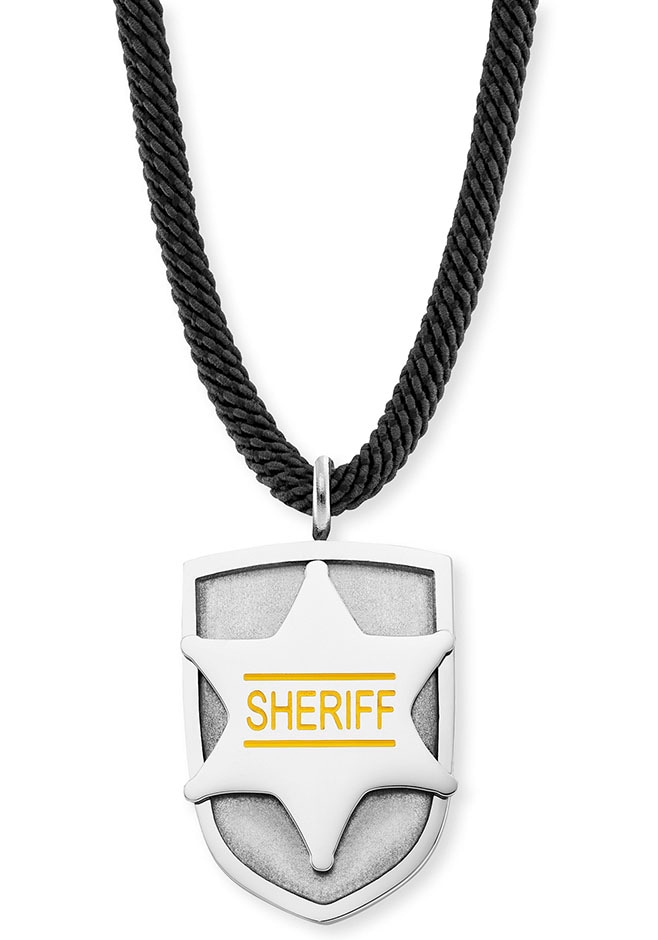 Kette mit Anhänger »Sheriff, HEN-SHERIFF«, mit Emaille