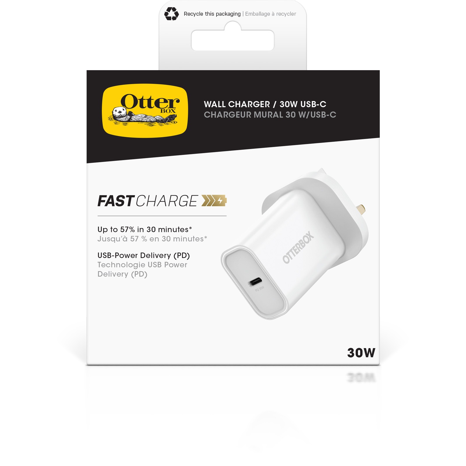 Otterbox Smartphone-Ladegerät »UK USB-C 30W Fast Charge Wandladegerät«, geeignet für Apple iPhone/iPad, Samsung Galaxy, Google Pixel