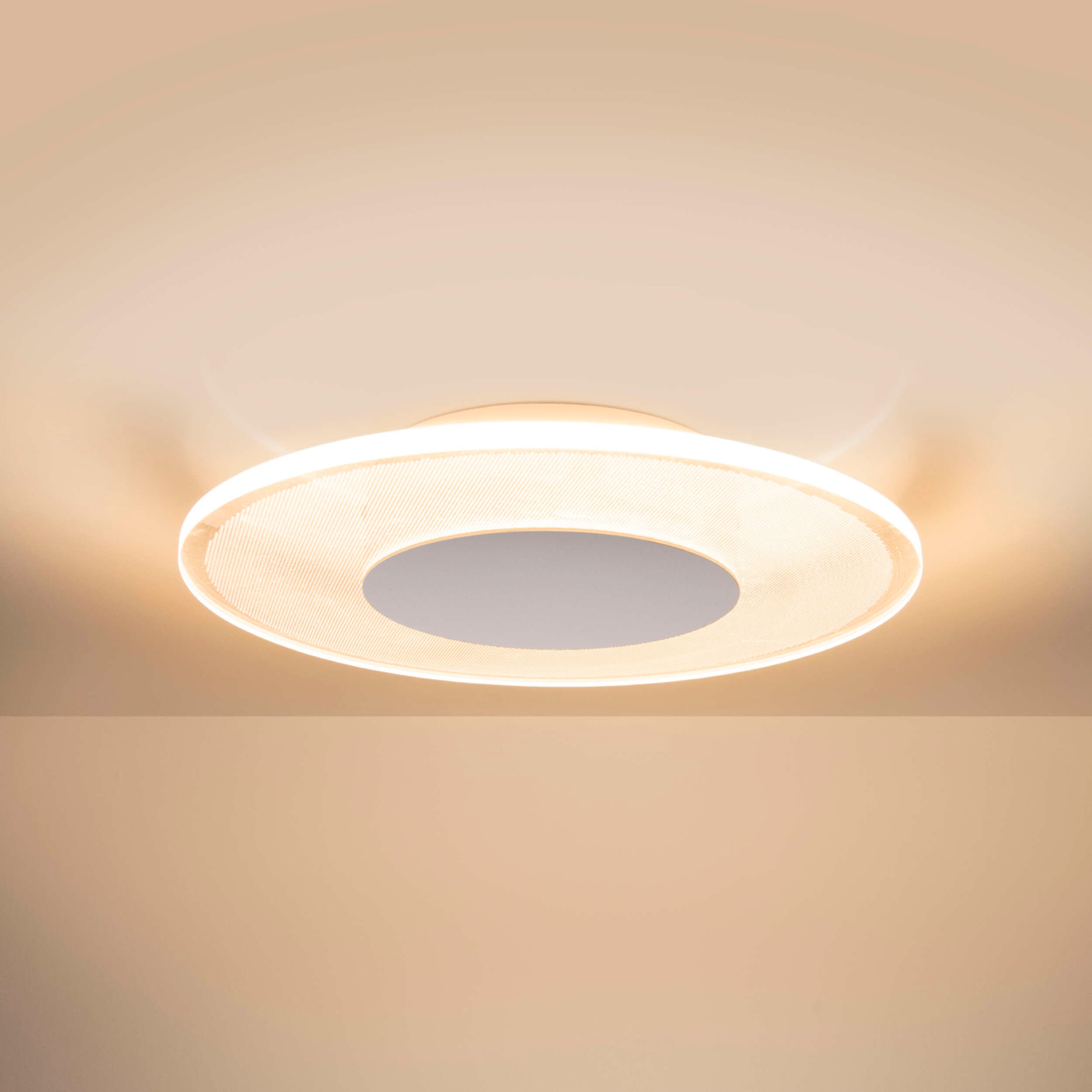 näve LED Deckenleuchte »Modesto«, 1 flammig, Leuchtmittel LED-Modul | LED fest integriert, weiß- satiniert, 3-Stufen dimmbar über Wandschalter, 60 warmweiße LED