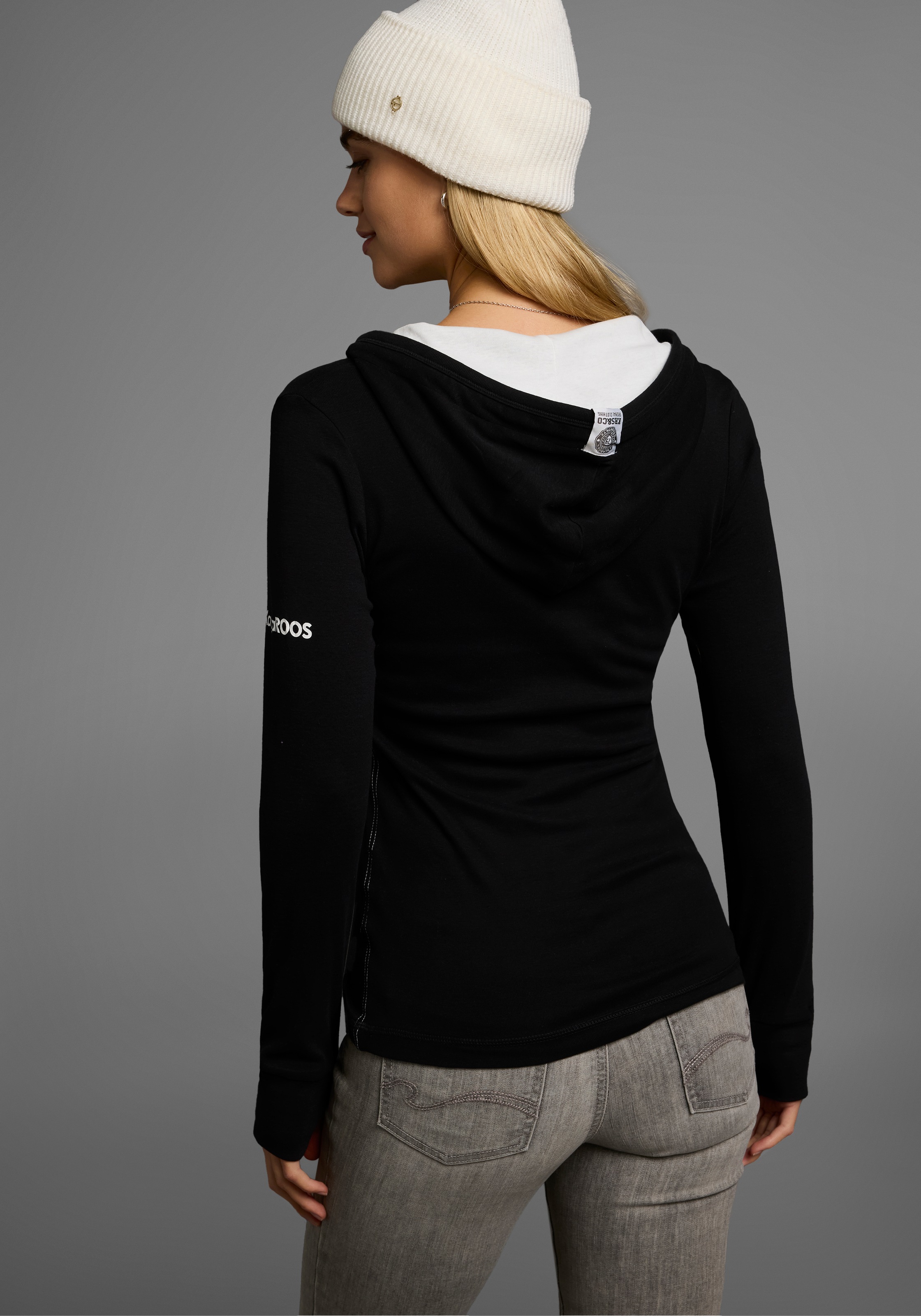 Thumbnail - KangaROOS Kapuzenshirt Langarm mit Daumenlöchern, figurbetonter Schnitt, aus Jerseystoff