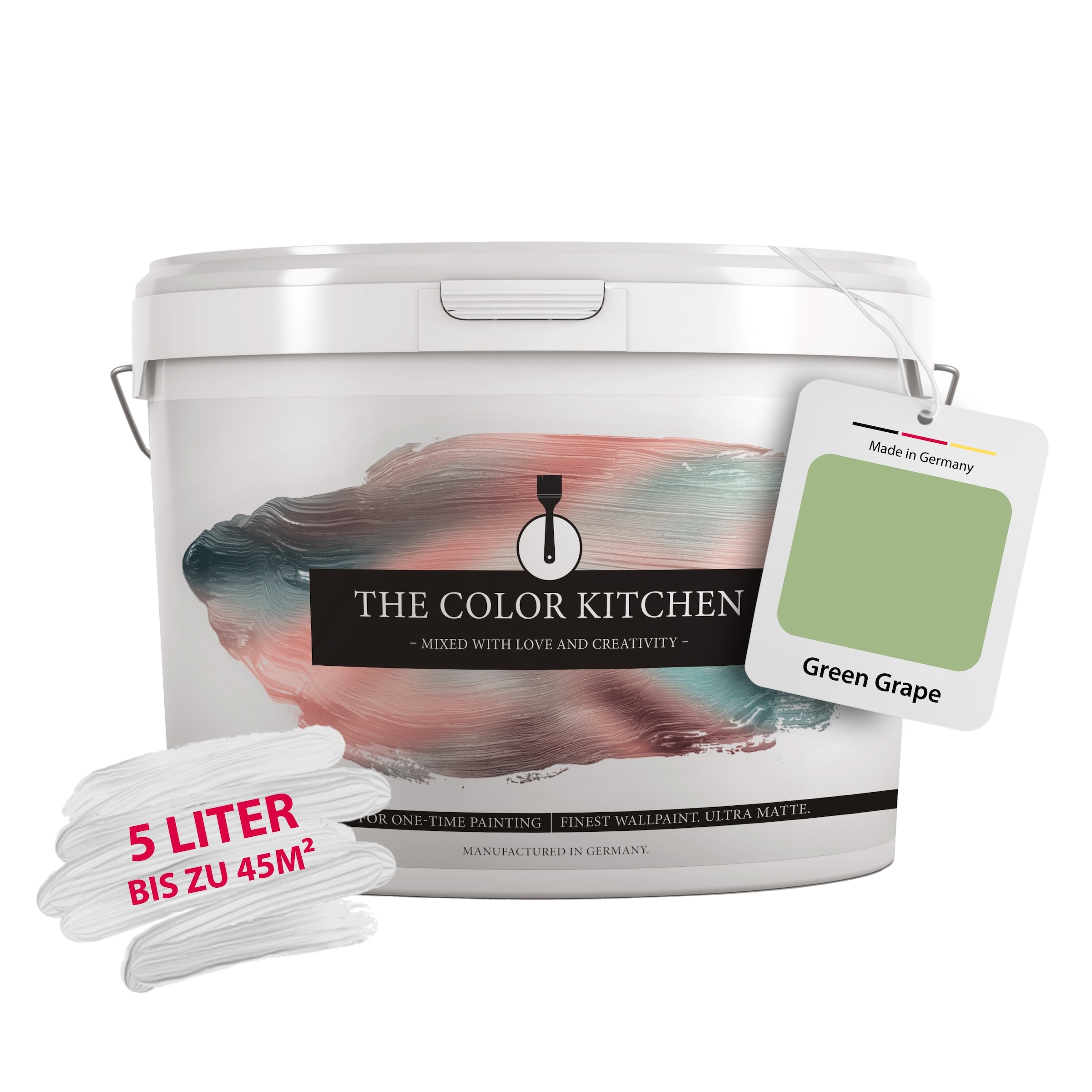 A.S. CRÉATION Wand- und Deckenfarbe "Seidenmatt Innenfarbe THE COLOR KITCHEN", 5 l 5ml, grün, Farben, für Wohnzimmer Schlafzimmer Flur Küche, versch.