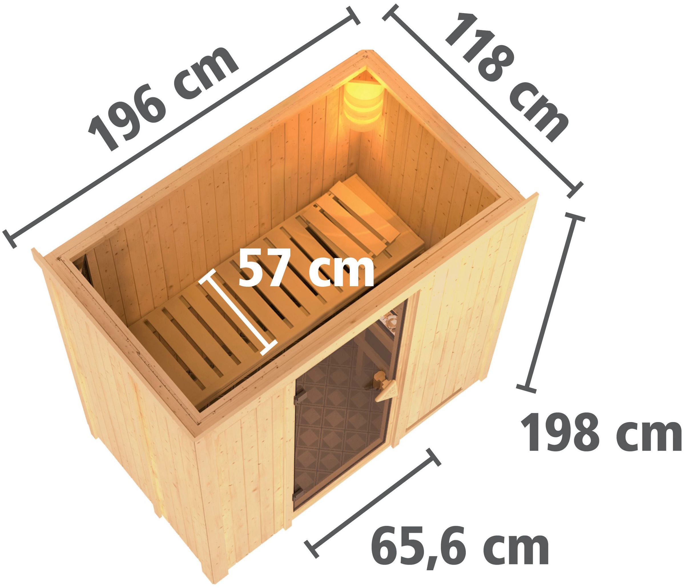 Karibu Sauna »Vada« Set,  Ofen 9 kW integr. Strg