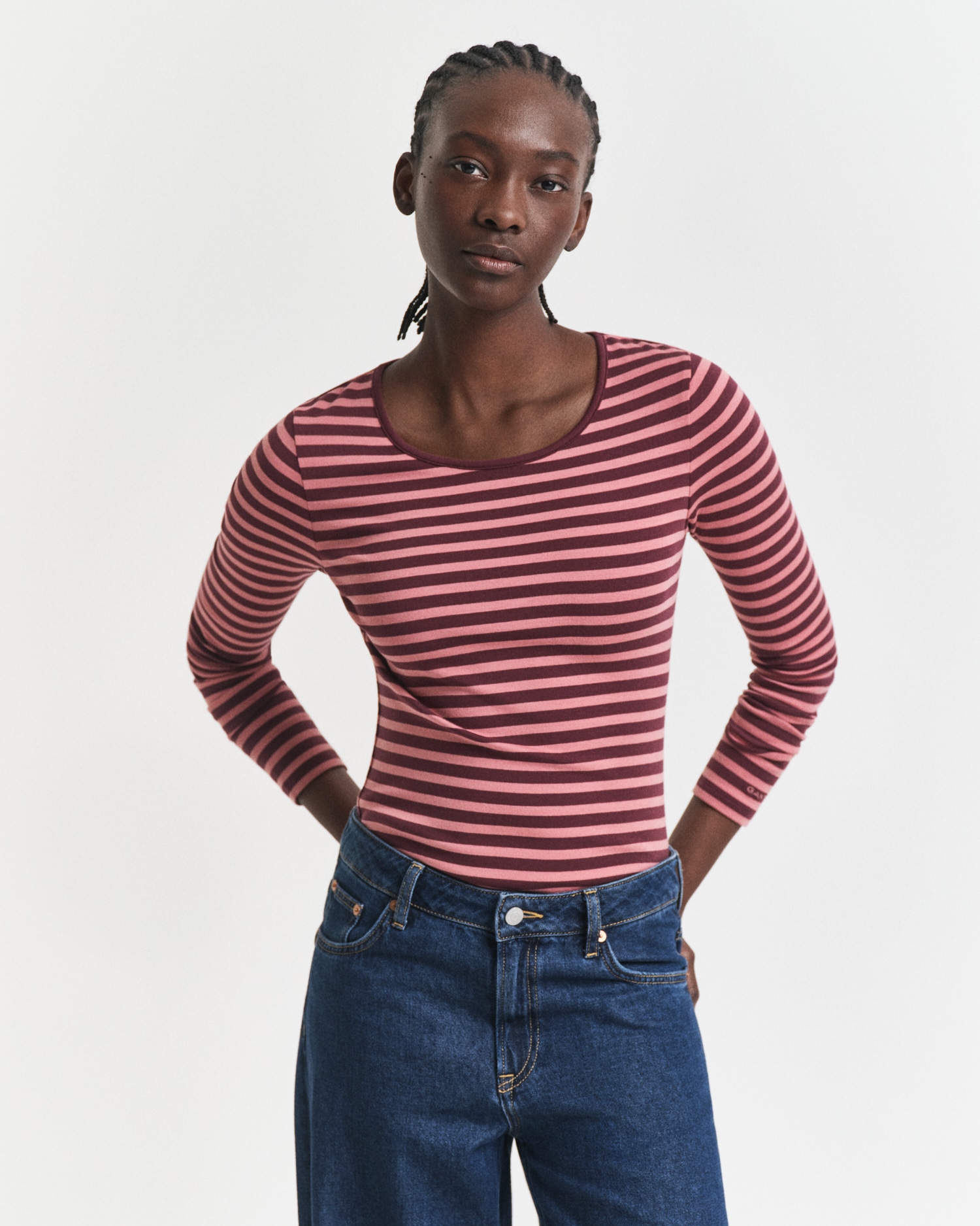 Gant Langarmshirt "SLIM STRIPED 1X1 RIBBED LS T-SHIRT" günstig online kaufen