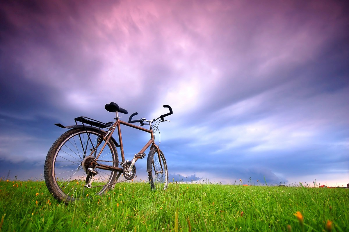 Papermoon Fototapetas »Fahrrad in Grünland«