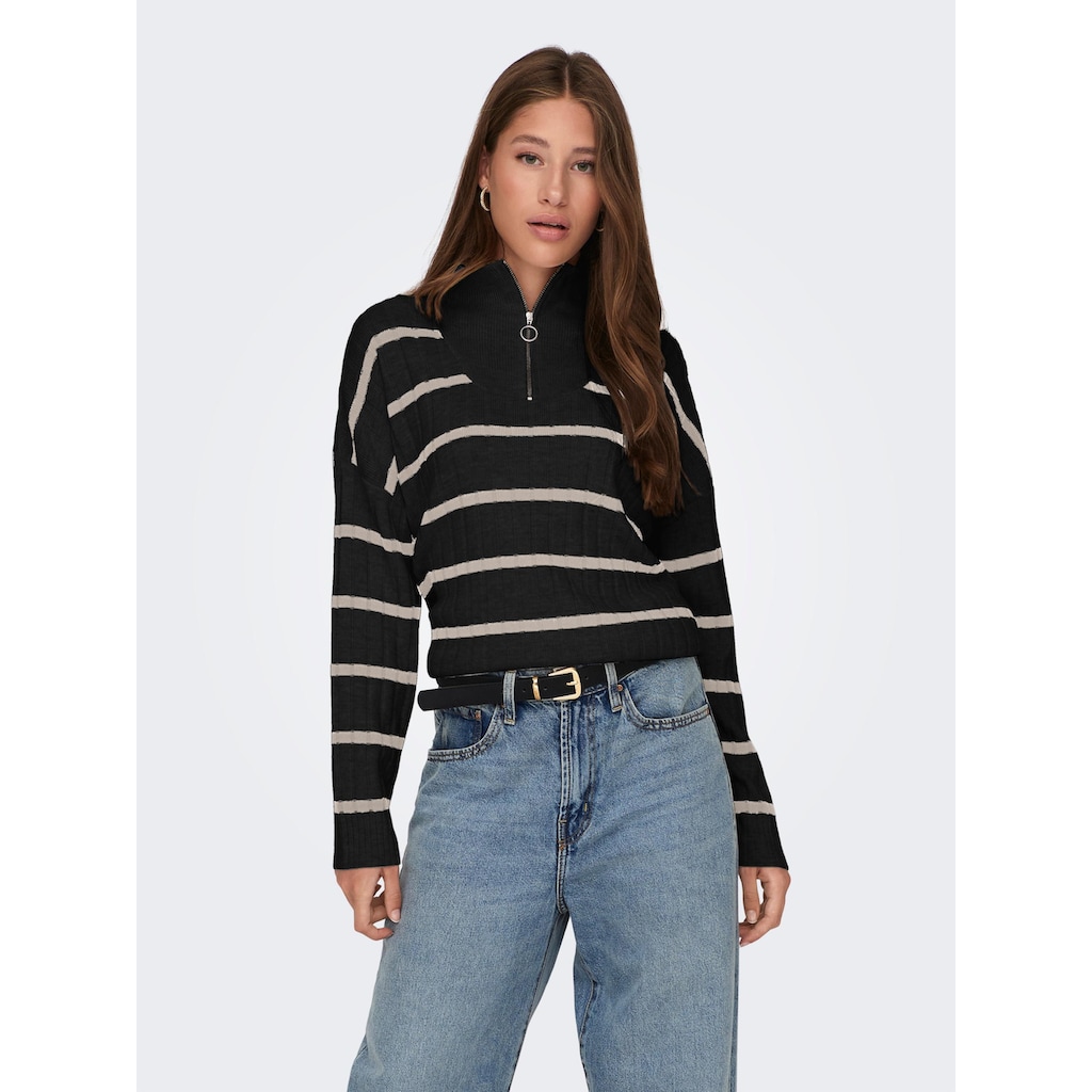 ONLY Stehkragenpullover »ONLNEW TESSA LS STRIPE HALF ZIP KNT«