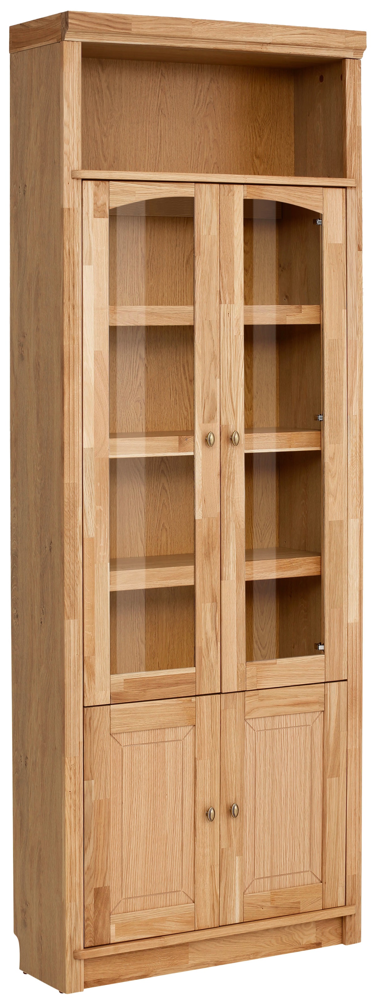 OTTO home Vitrine "Soeren Bücherregal mit Eiche-Elementen B/T/H: 80/29/220 cm" mit Glas-/Holztüren
