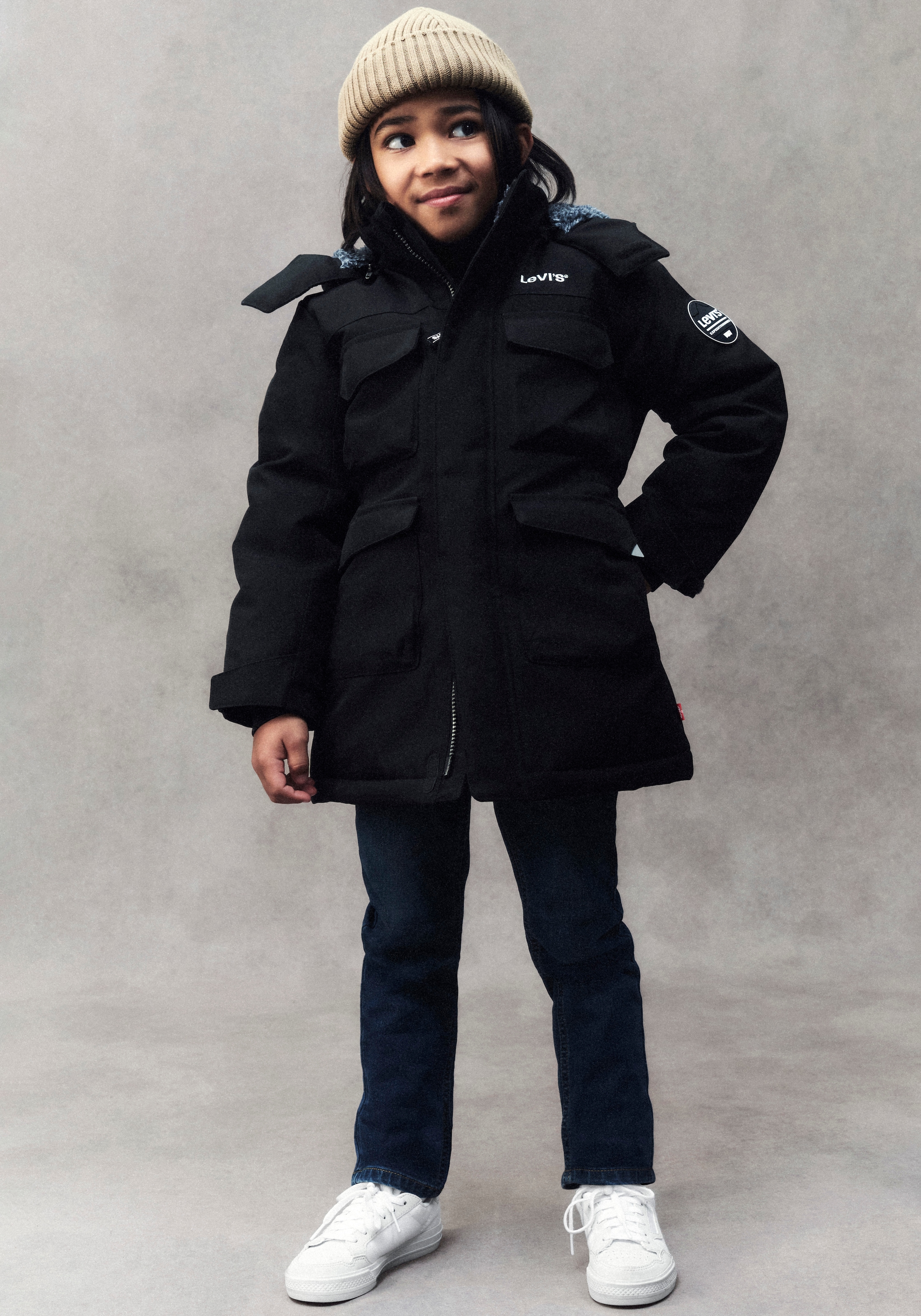 Levi's® Kids Parka, mit Kapuze, mit reflektierenden Details