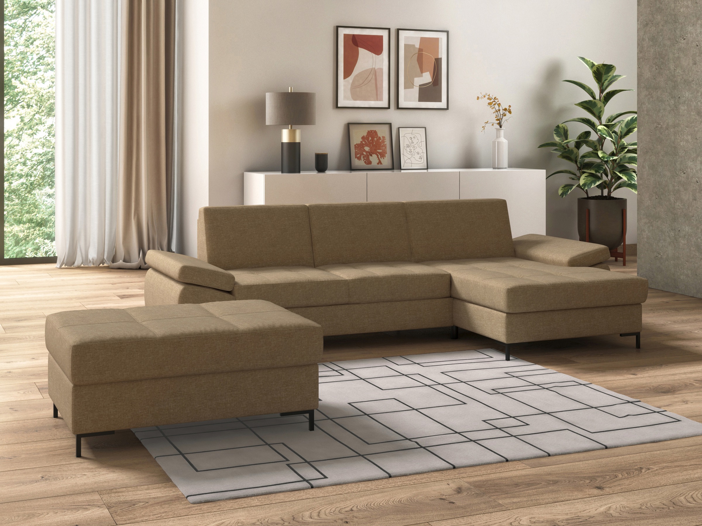 DOMO collection Ecksofa »Capelo L-Form«, mit Armteilverstellung, wahlweise mit Bettfunktion, Federkern