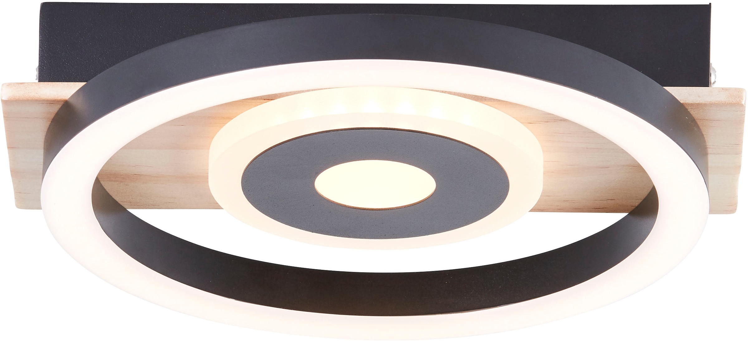 my home LED Deckenleuchte »Lysann Deckenlampe«, Leuchtmittel LED-Board | LED fest integriert, 22 x 20 cm, 12 W, 1100 lm, 3000 K, Holz/Metall, braun/schwarz