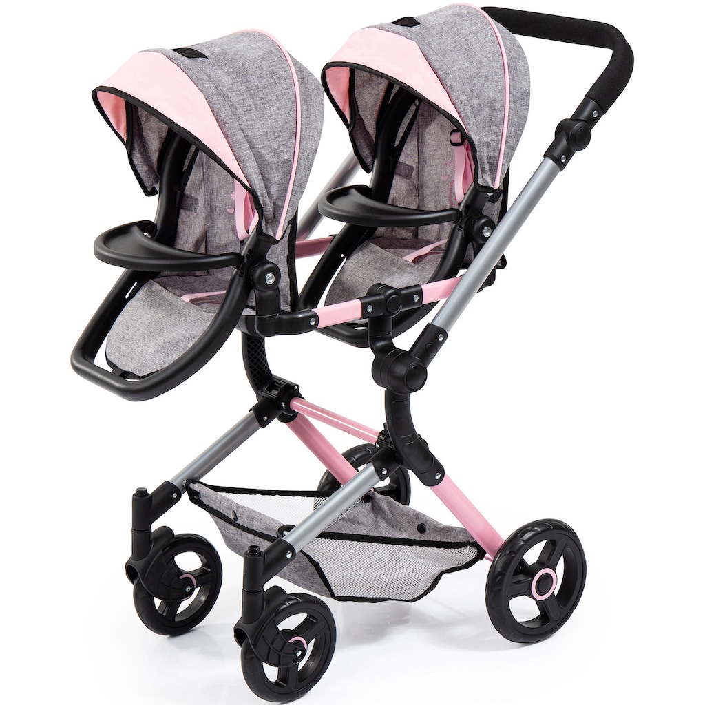 Bayer Puppen-Zwillingsbuggy »Twin Neo, grau«, mit Wickeltasche