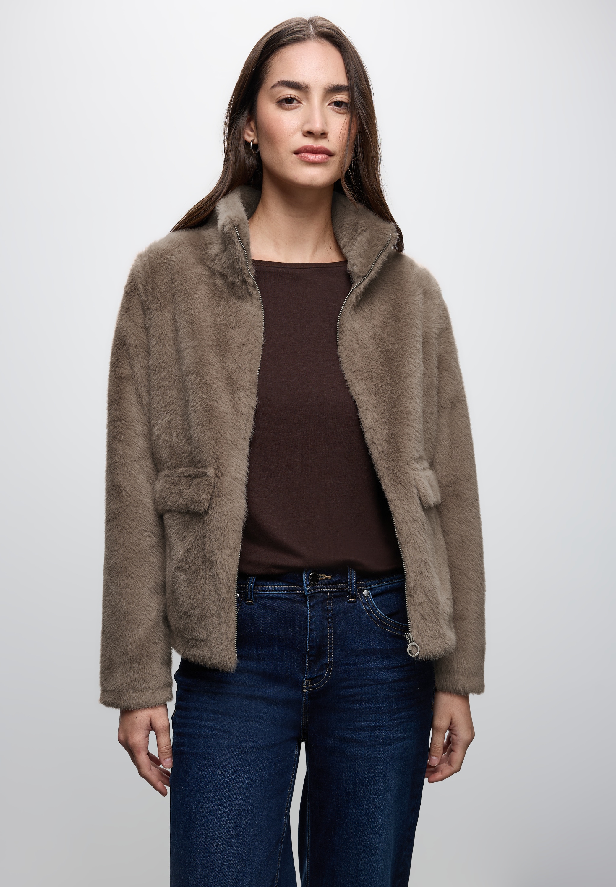 STREET ONE Fellimitatjacke, ohne Kapuze, mit Stehkragen günstig online kaufen