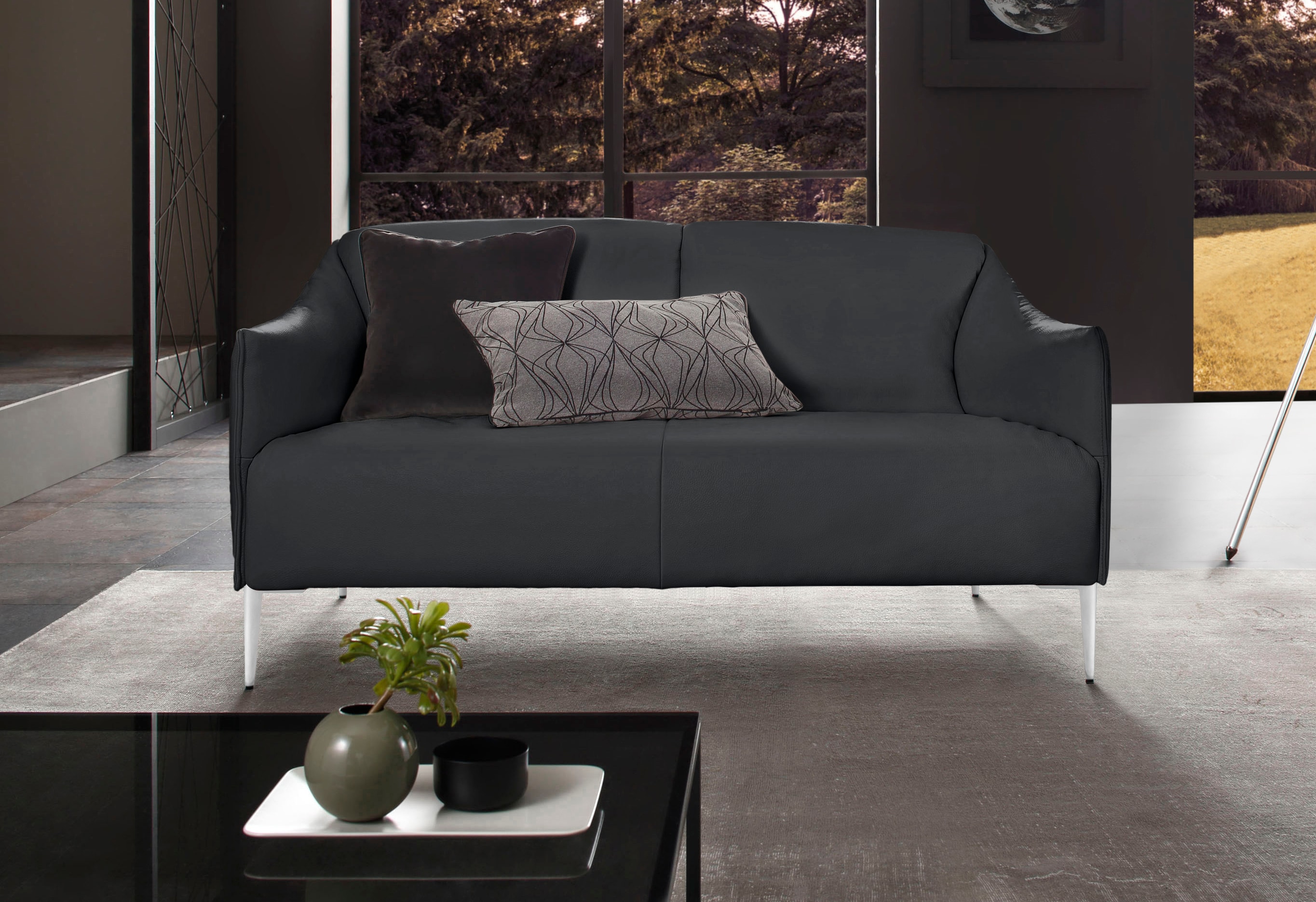 W.SCHILLIG 2-Sitzer "sally Design Sofa mit schmalen Armlehnen, bequem und elegant" mit Metallfüßen in Chrom glänzend, Breite 154 cm