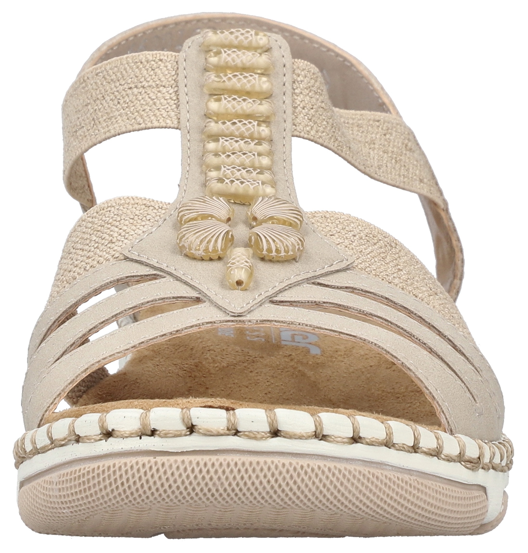 Sandale RIEKER, Herren, Gr. 36, hellbeige, Lederimitat, Schuhe Sandale, Sommerschuh, Urlaubsschuh, Schlupfschuh mit seitlichen Gummizügen 3