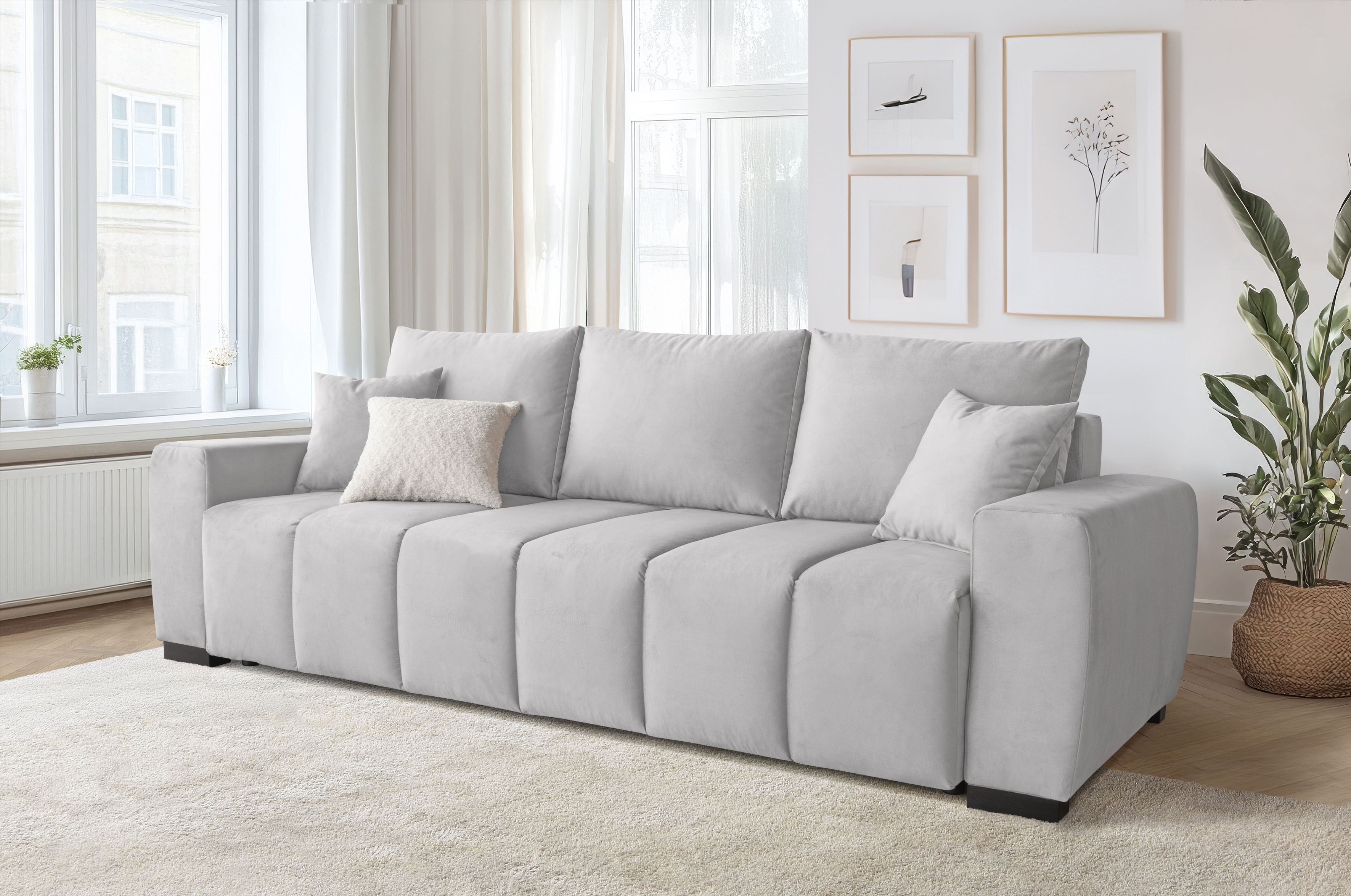 Home affaire "Bello, B: 239 cm, Liegefl. 142x194 cm" Schlaffunktion, Bettkasten & 2 Zierkissen, Federkern
