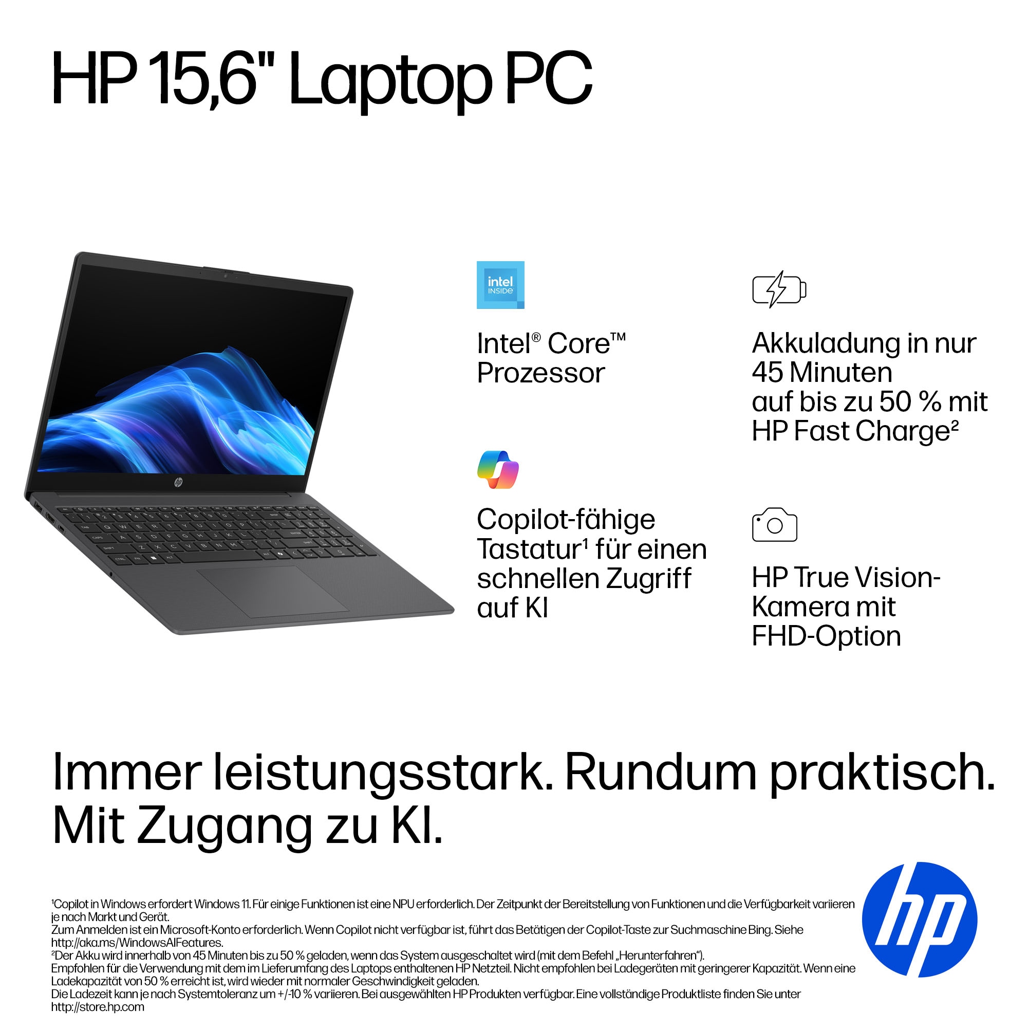 HP Notebook »15-fd0220ngx« 39,6 cm / 15,6 ″ Intel N-Reihe Intel Graphics 128 GB UFS Festplatte
