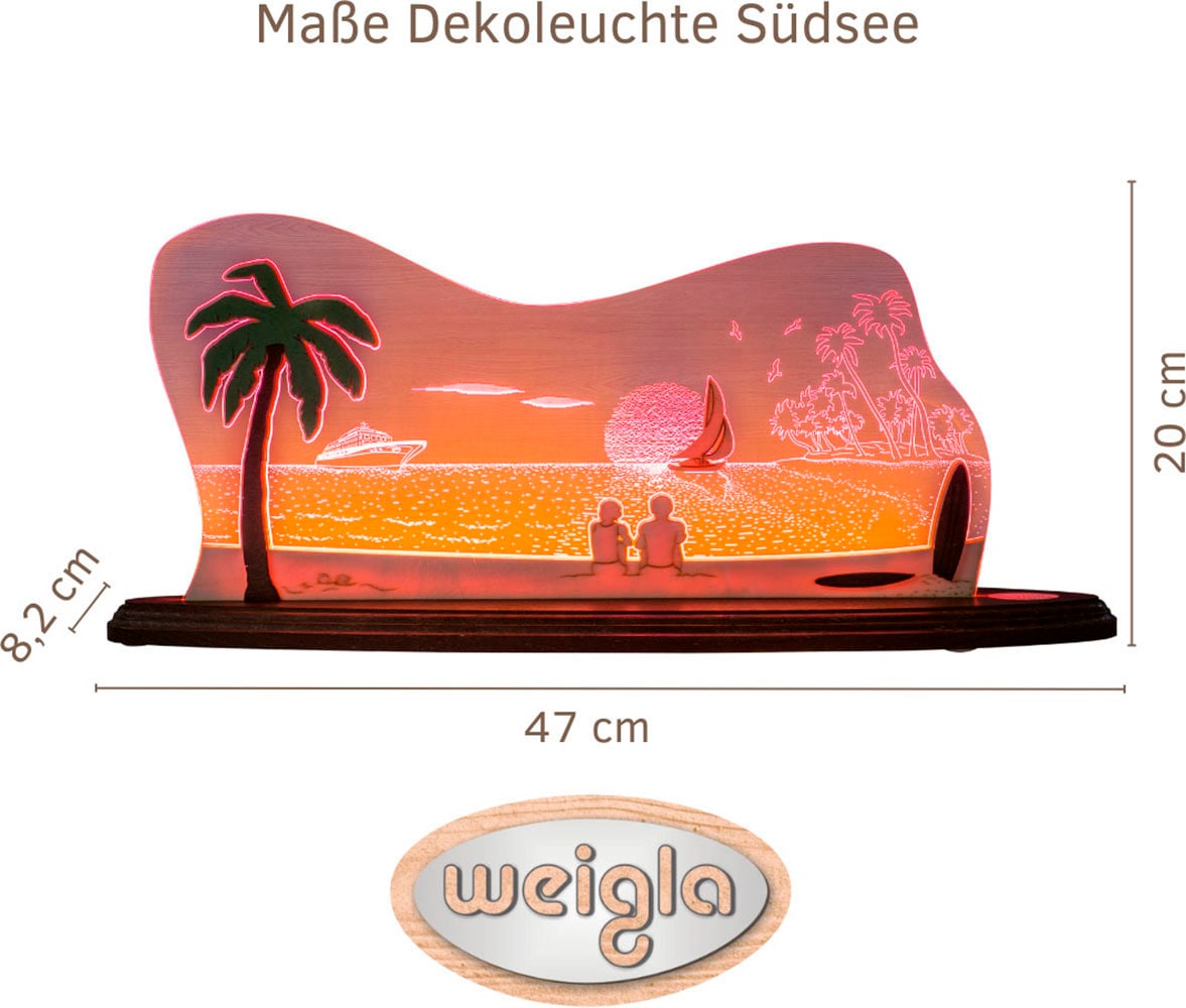 Weigla LED Dekolicht »Südsee, Holz & Acrylglas, ROT-NATUR-BRAUN«, Leuchtmittel LED-Modul | LED wechselbar, Erzgebirge garantiert, Dekolampe für Innen, Dekoleuchte