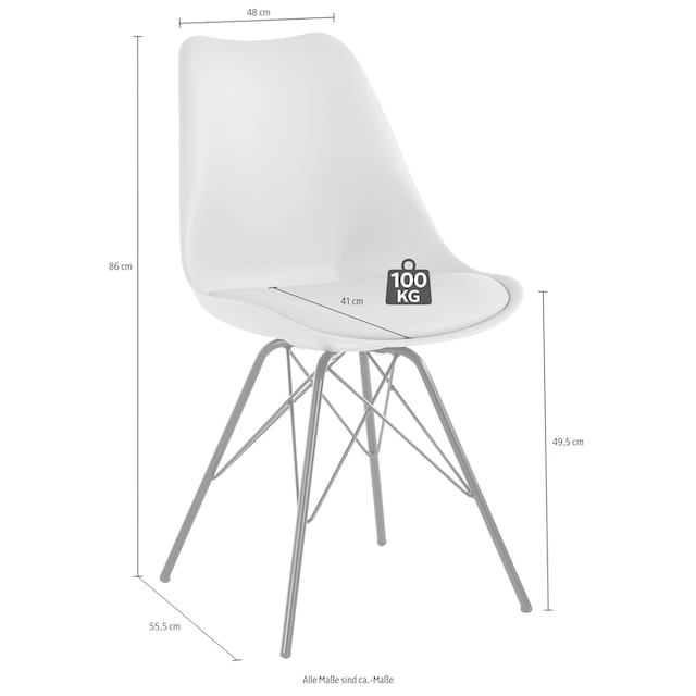Homexperts 4-Fußstuhl »Ursel 01«, (Set), 2 St., Kunstleder, Sitzschale mit  Sitzkissen in Kunstleder | BAUR