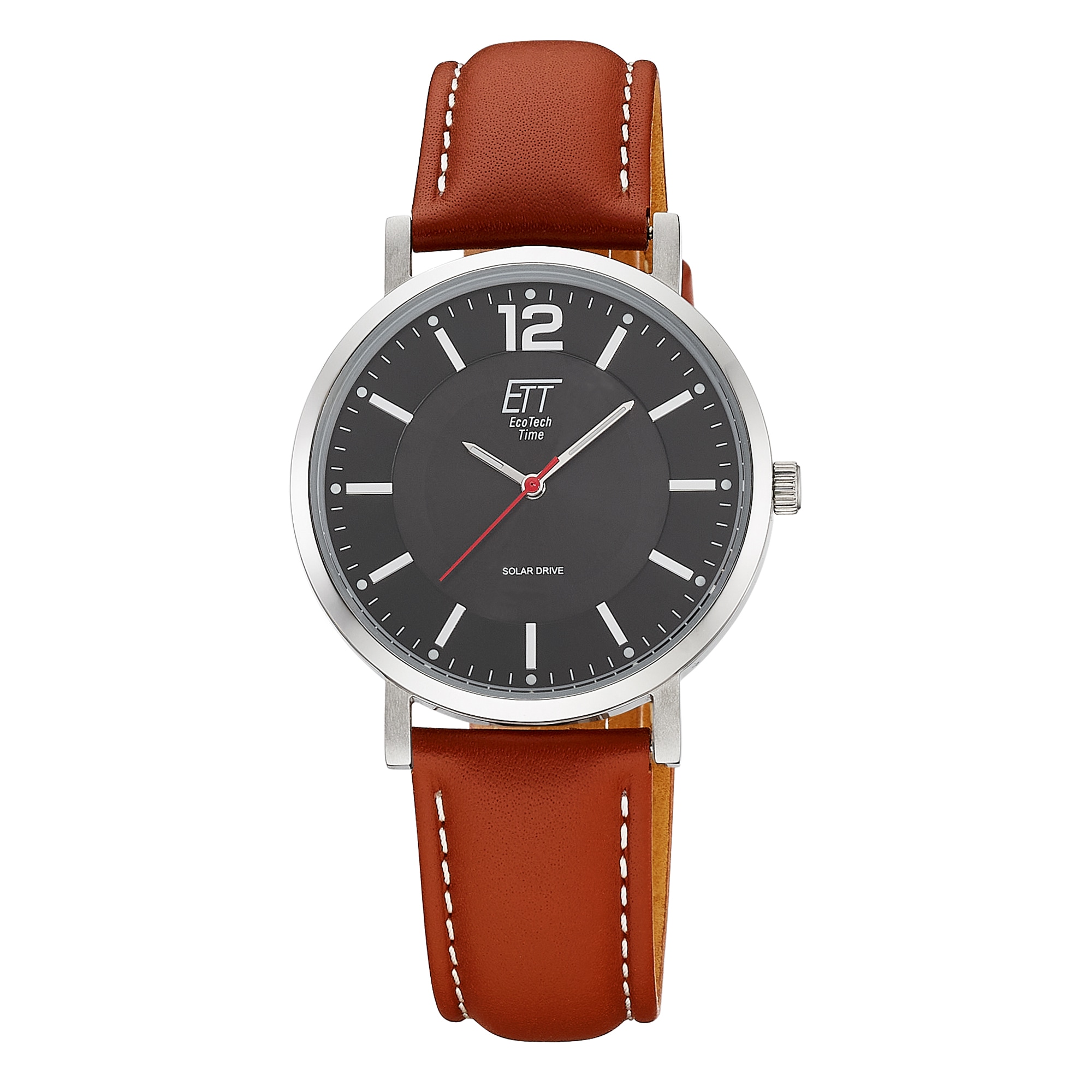 ETT Solaruhr Armbanduhr, Damenuhr, Herrenuhr, Lederarmband, analog