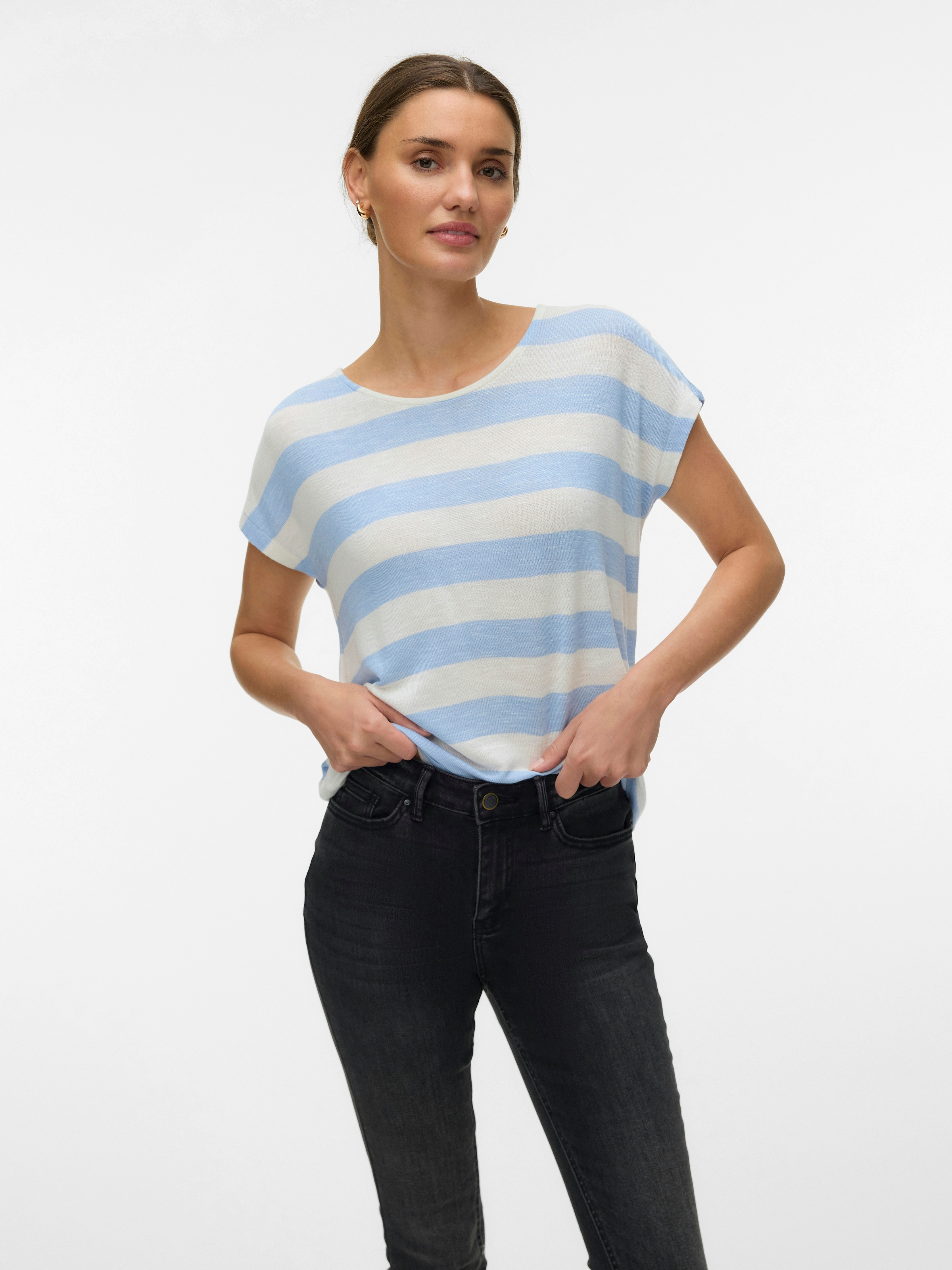 Vero Moda Kurzarmshirt "VMWIDE STRIPE SL TOP GA JRS NOOS" Viskosemischung günstig online kaufen