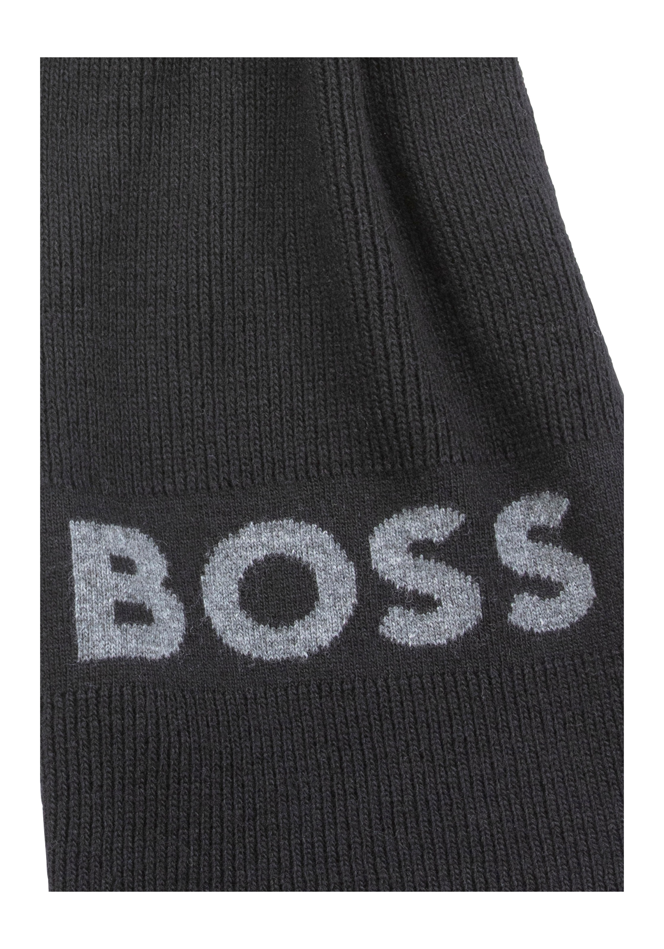 BOSS Strickschal "Elio Scarf", aus Rippenstrick, Jaquard-Logo günstig online kaufen