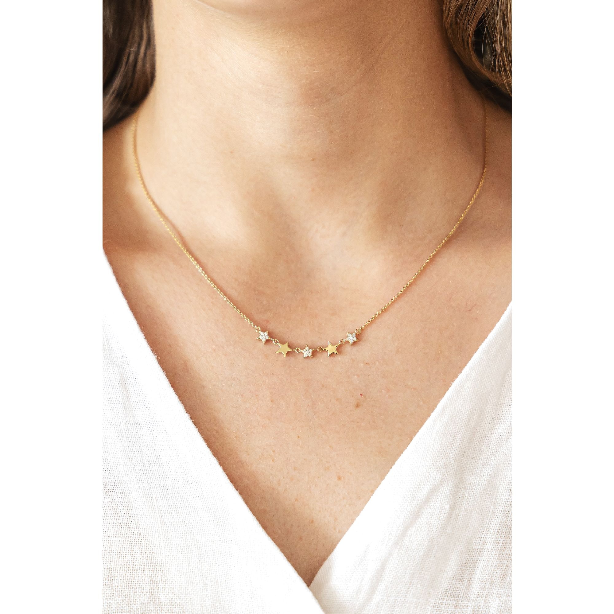 CELESTA Collierkettchen »925 Silber vergoldet Sterne Zirkonia«