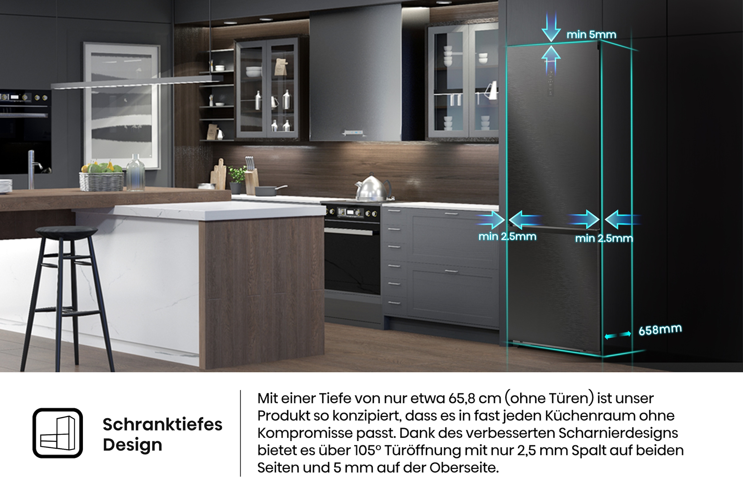 Hisense Kühl-/Gefrierkombination »RB5P410SAFA« 203 cm hoch 59,5 cm breit BigVolumen Modell mit insgesamt 413 Liter