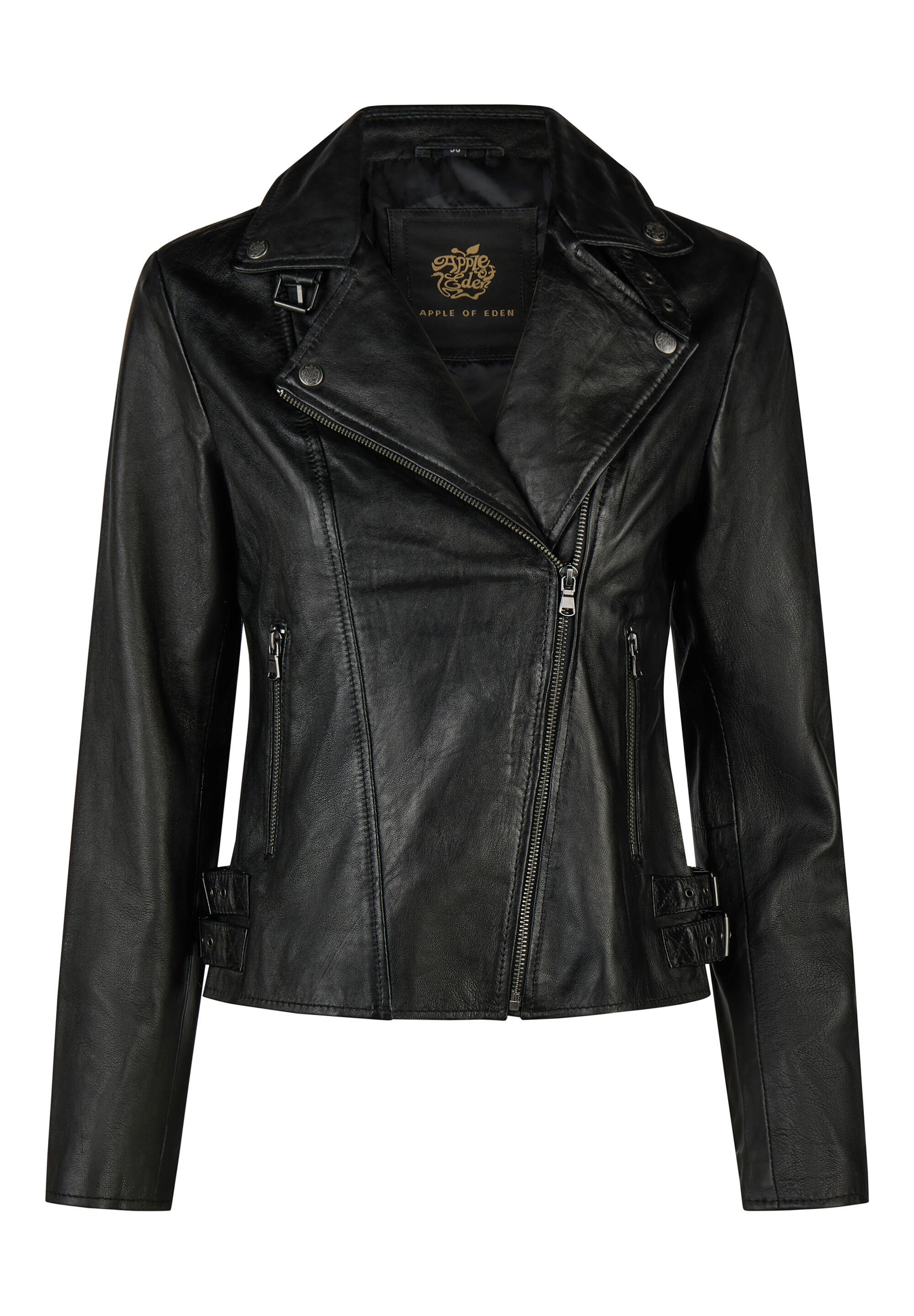 Apple of Eden Lederjacke "Apple of Eden Lederjacke" ohne Kapuze mit Schnallen-Details an der Taille