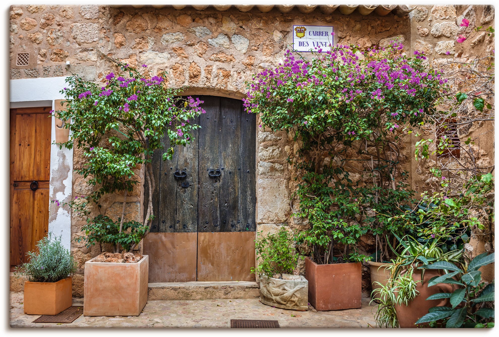 Artland Leinwandbild "Altstadtgasse im Dorf Fornalutx Mallorca" Fenster & Türen 1 Stk. tlg. auf Holzrahmen gespannt