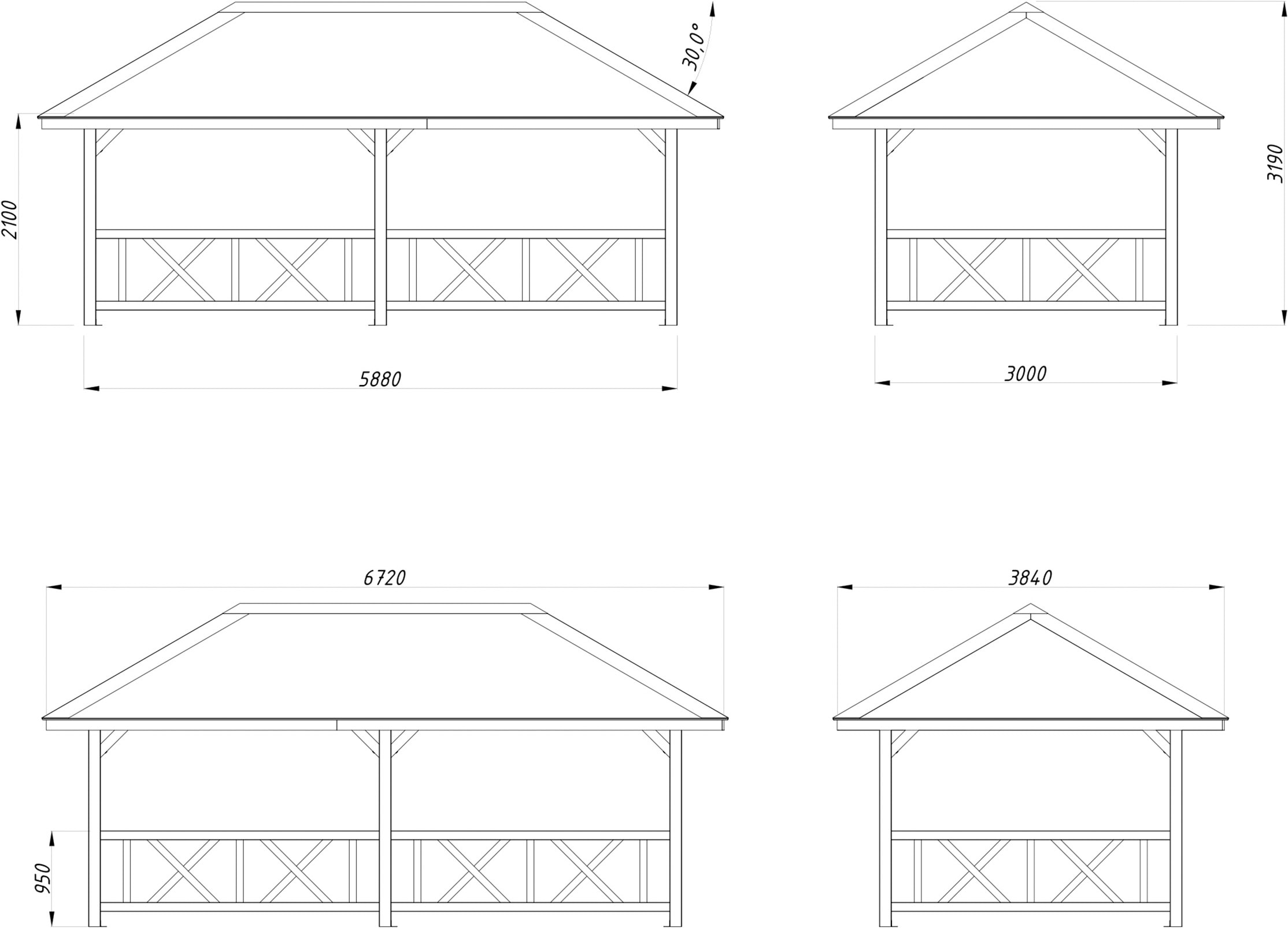 Palmako Holzpavillon »Bianca 16,6 m² Set 107« BxTxH: 672x384x319 cm