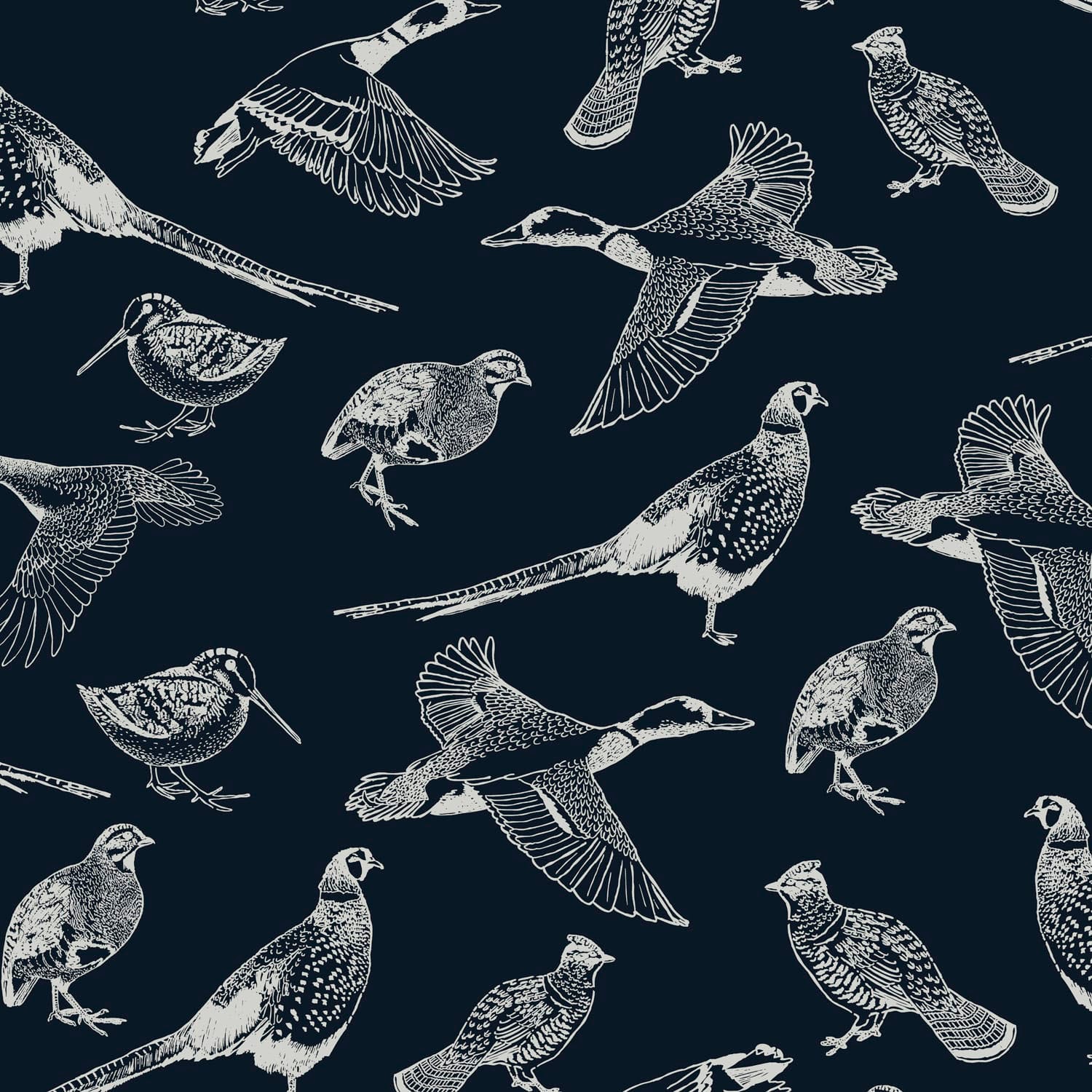 Vliestapete »Hunting Birds French Navy«, animal print, animal print