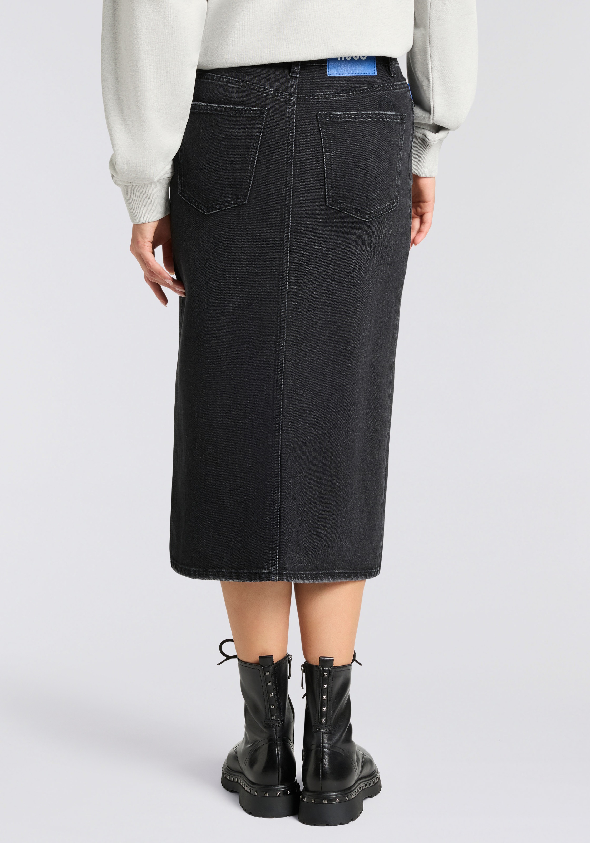 HUGO Blue Jeansrock "Goja", in Midi-Länge, mit asymmetrischem Schlitz günstig online kaufen
