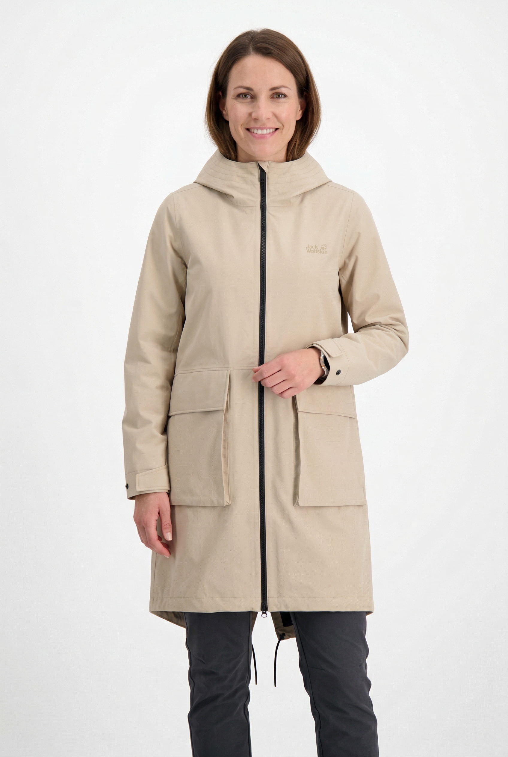 Jack Wolfskin Funktionsmantel "NABUR 2L COAT W" atmungsaktiv, wasserdicht, in normaler Länge